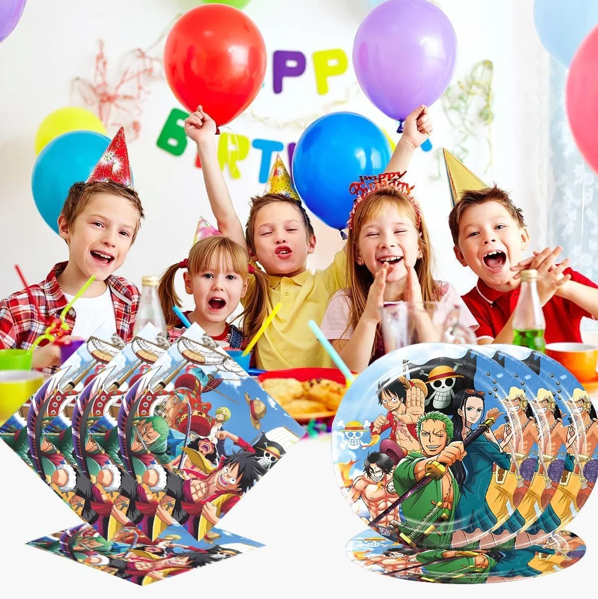Set di Stoviglie per Festa di Compleanno per 10 Ospiti - Piatti di Carta, Tovaglioli e Decorazioni per Bambini