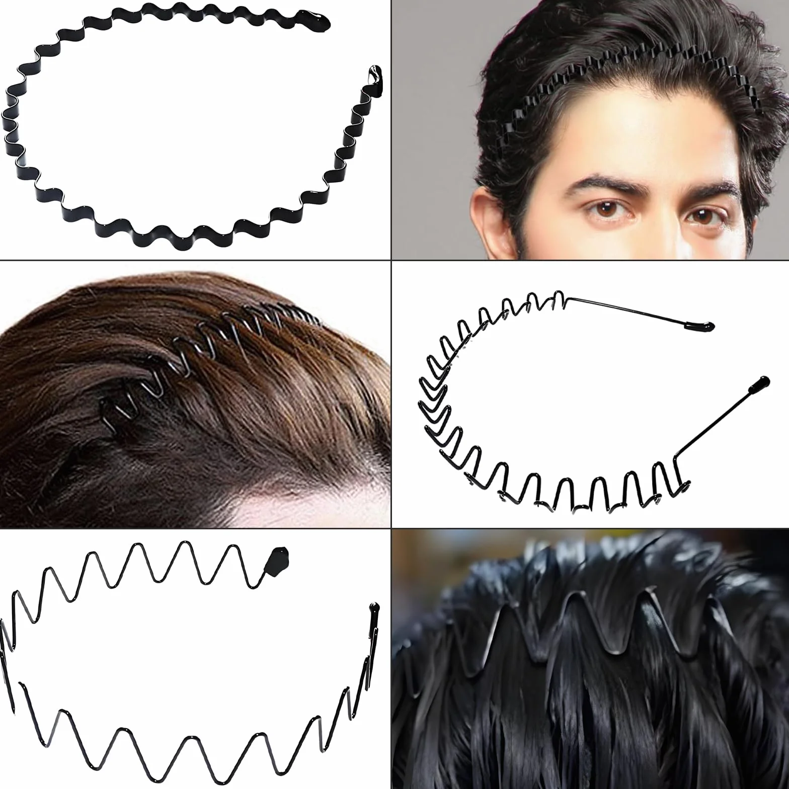 Cerchietti per Capelli 6 Pezzi, Antiscivolo Cerchietto Uomo Donna per Sport Yoga Trucco