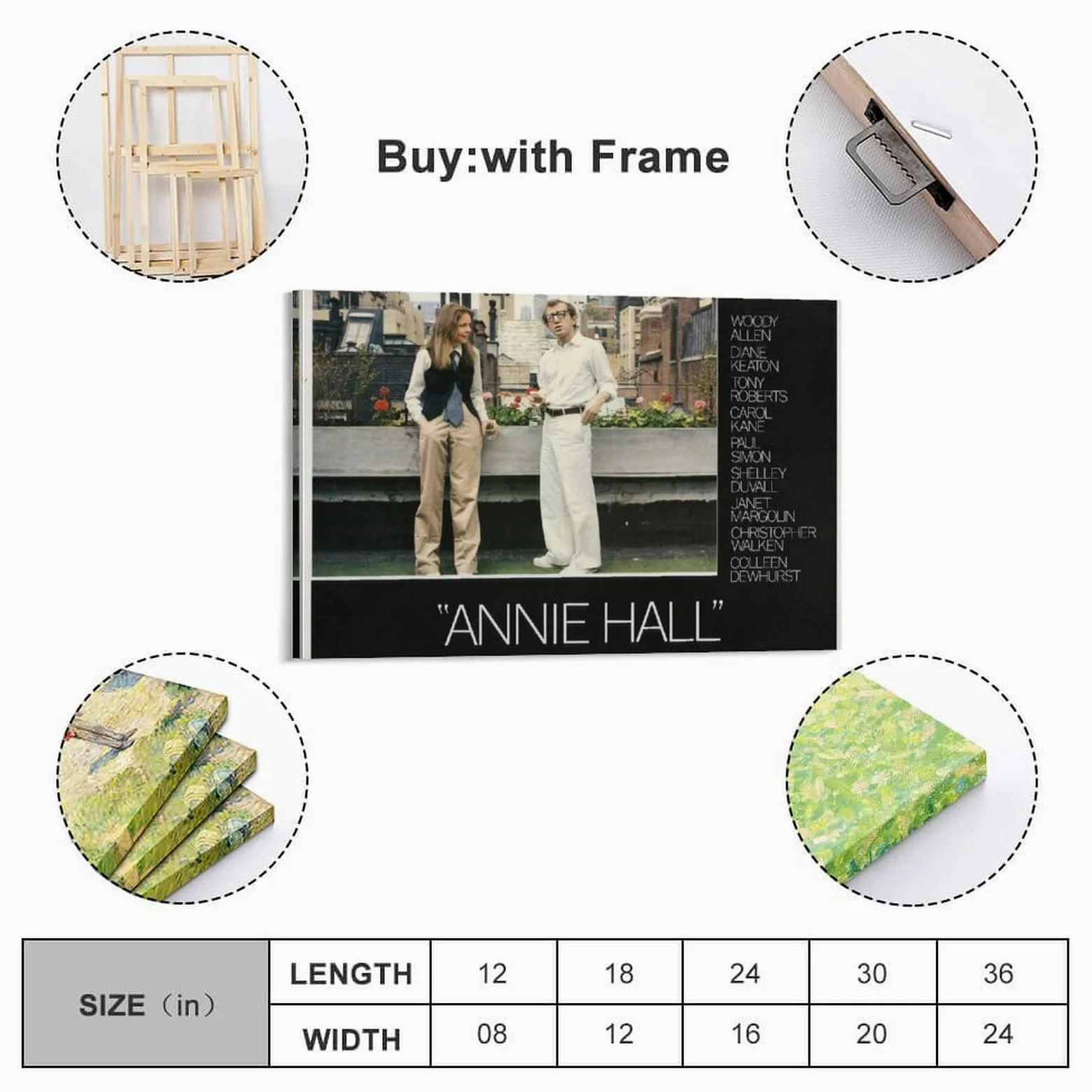 Annie Hall - Poster romantico di film su tela, decorazione da parete, per soggiorno, camera da letto, 60 x 90 cm