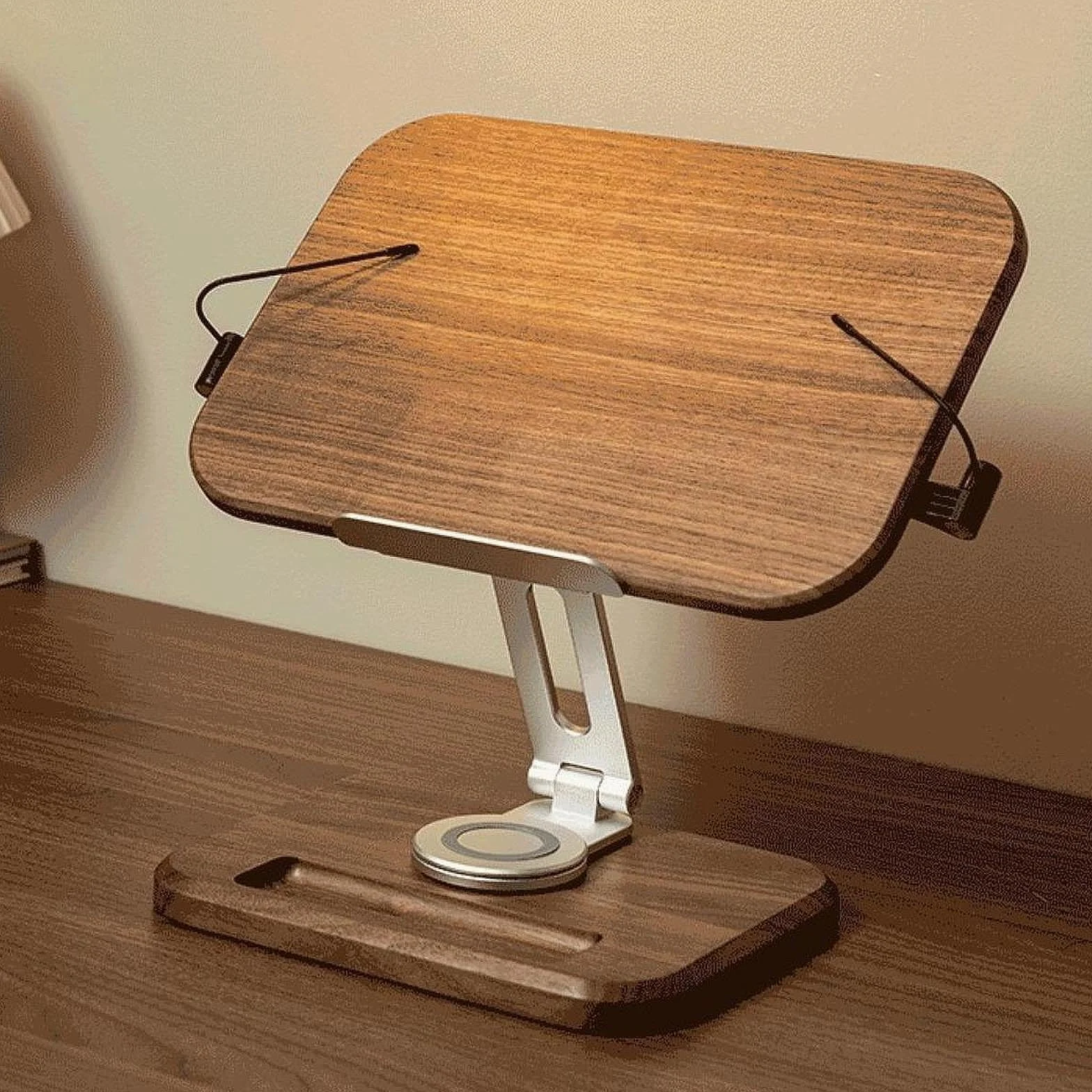 Supporto per Libri da Lettura, Porta Libri da scrivania Girevole in Legno, Staffa Stabile per Computer, Supporto per spartiti Musicali e di Testo.