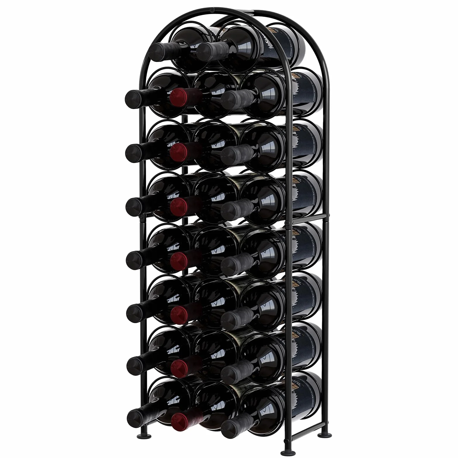 EasyPAG Porta Bottiglie di Vino da Terra per 23 Bottiglie Metallo,Portabottiglie da Pavimento,Portavino Autoportante per Casa & Cucina,Nero