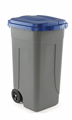 Mobil Plastic Kit 4 bidoni raccolta differenziata 100 lt. Giallo + Blu + Rosso + Verde | 4 Pattumiere con ruote incluse | Secchi Spazzatura 100 Lt | Contenitori Rifiuti