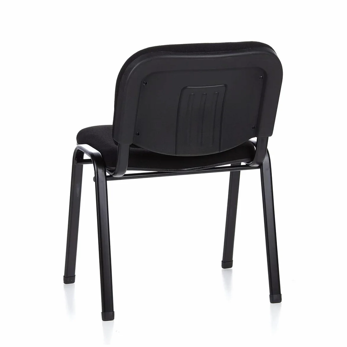 Europrimo Set 4 SEDIE da Ufficio Poltrona Fissa per Sala Attesa Struttura Metallo Verniciato Nero Rivestimento Tessuto Nero - Made in Italy