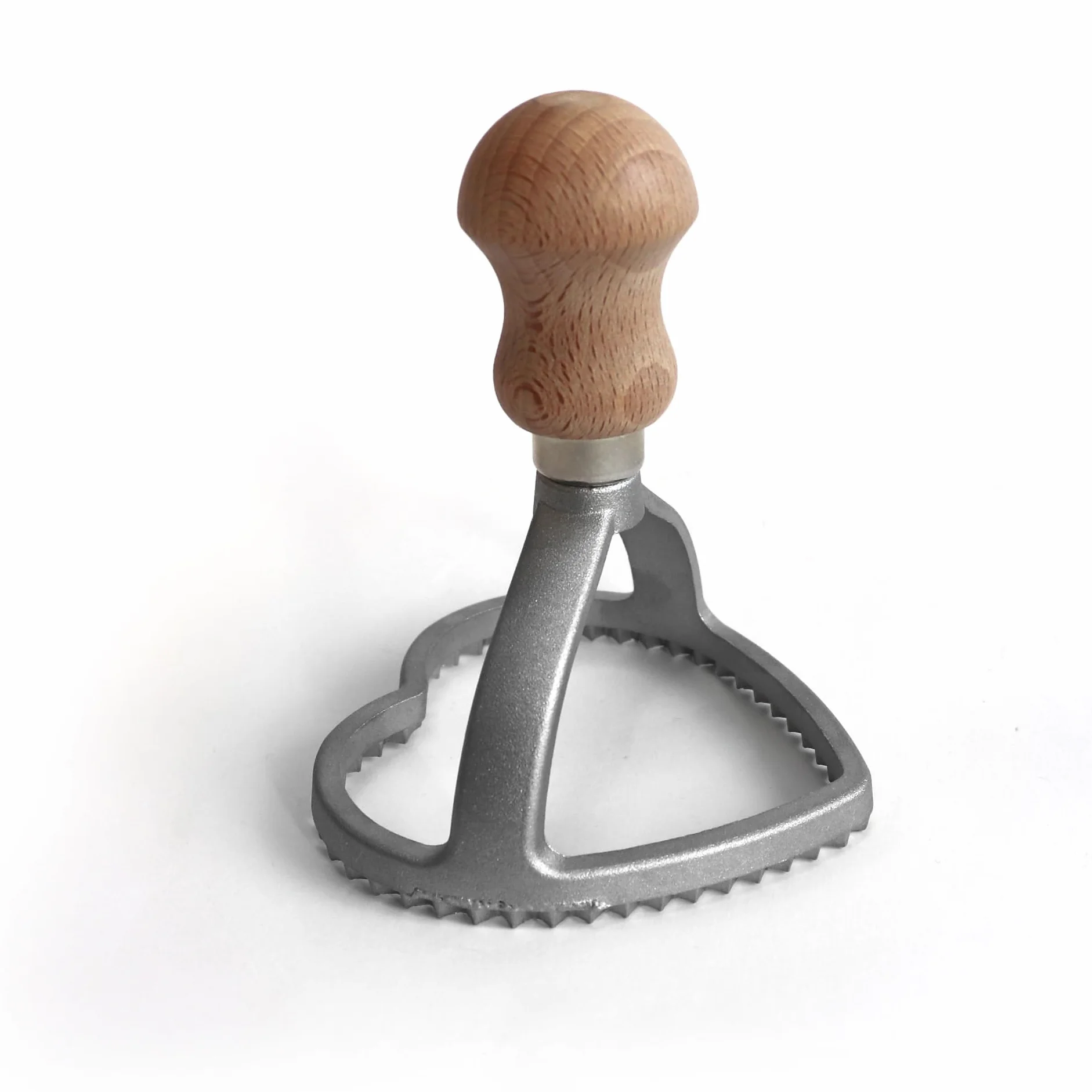 Fackelmann Stampino ravioli a cuore, legno faggio, alluminio, 8,5x8x10cm, Linea Home Cooking Italian Pasta