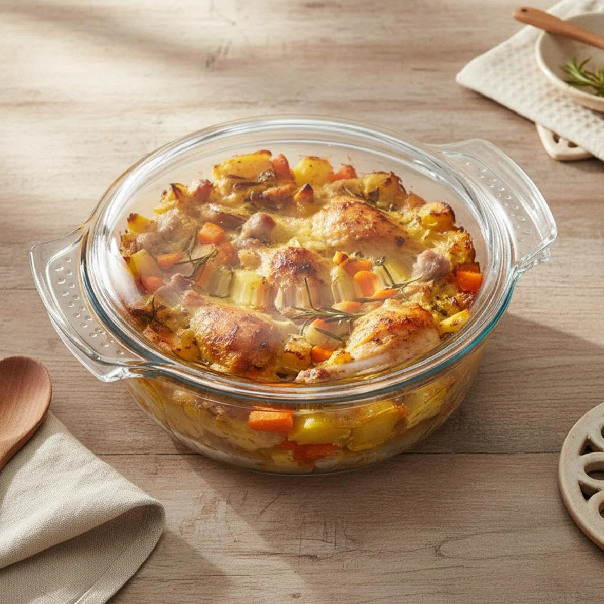 Pyrex Classic Casseruola tonda con coperchio a tegame in vetro borosilicato, 4.9 L