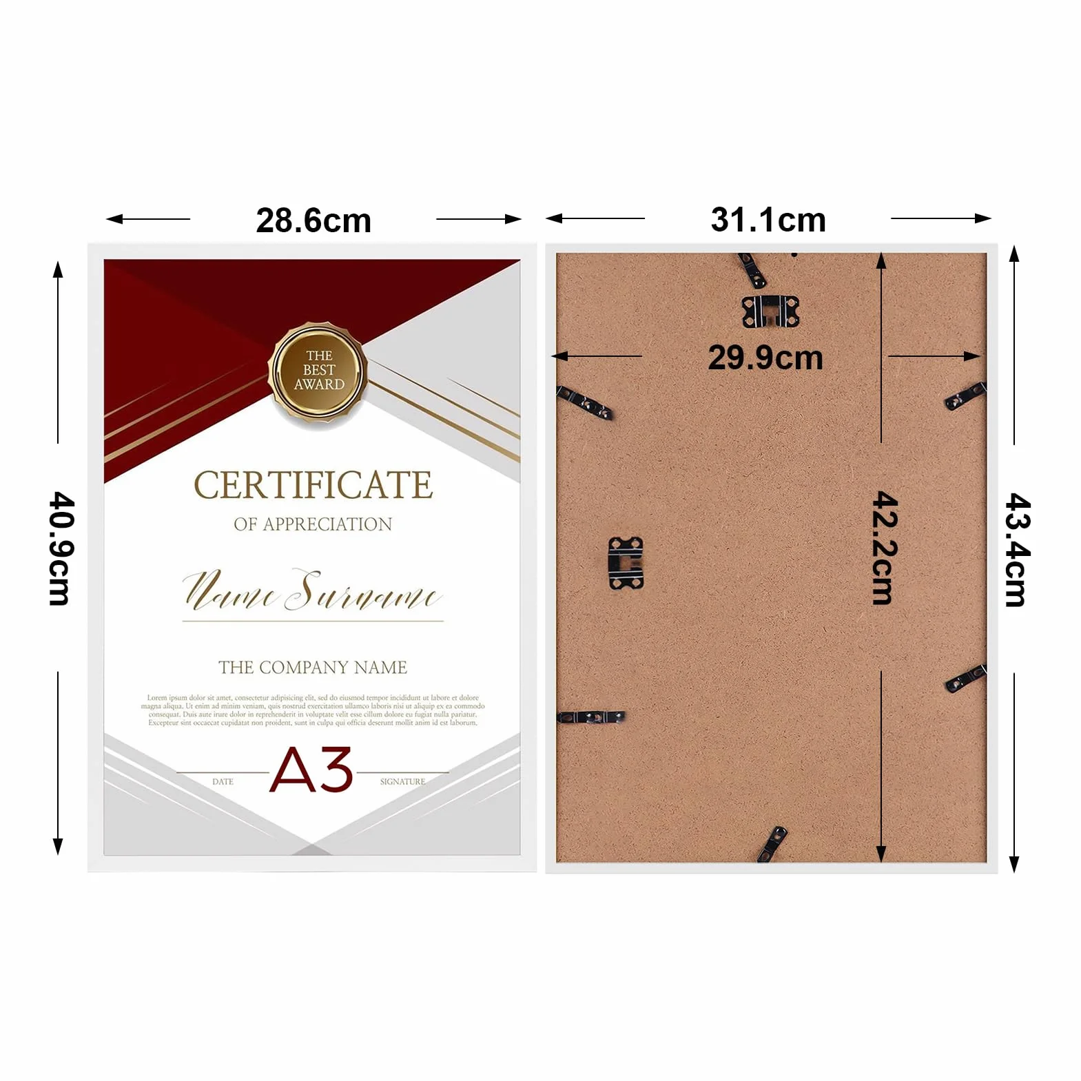 Giftgarden Cornice A3 PVC Bianca da Parete Set 12