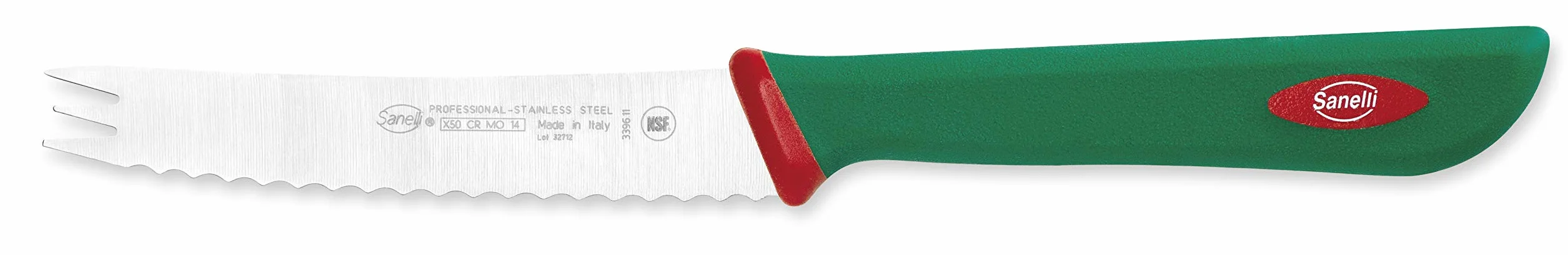 Sanelli Premana Professional Coltello Agrumi, Acciaio Inossidabile, Verde/Rosso, 21.5 x 1.5 x 2.5 cm