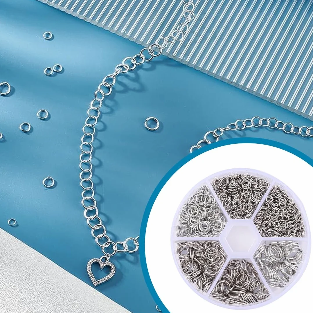 880Pz Anelli Aperti di Salto, 4mm 5mm 6mm 7mm 8mm 10mm, Anelli Aperti di Doppio Cerchio, Anellini per Portachiavi, Rotondo Connettori Anelli per Fai da Te Collane Braccialetti Gioielli, B