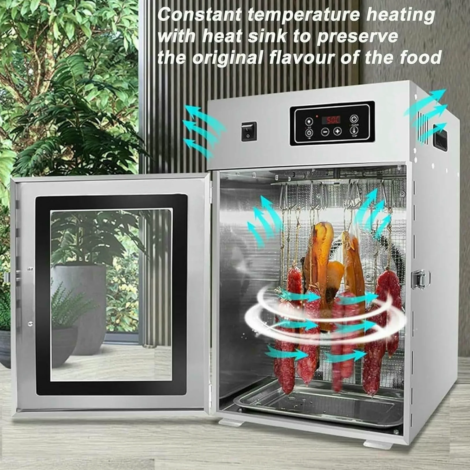 Deidratatore Alimentare in Acciaio Inossidabile, Decoratore di Carne Rotatoria con Termostato Regolabile da 30 A 90 C 24 Ore, Cena Alimentare