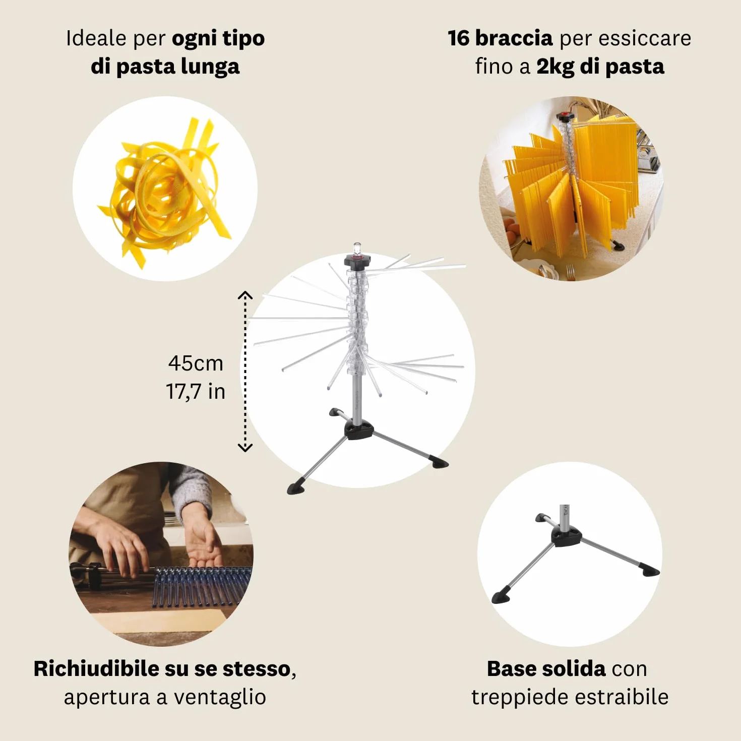MARCATO Essiccatore per Pasta Salvaspazio Plastica Neutro Basic