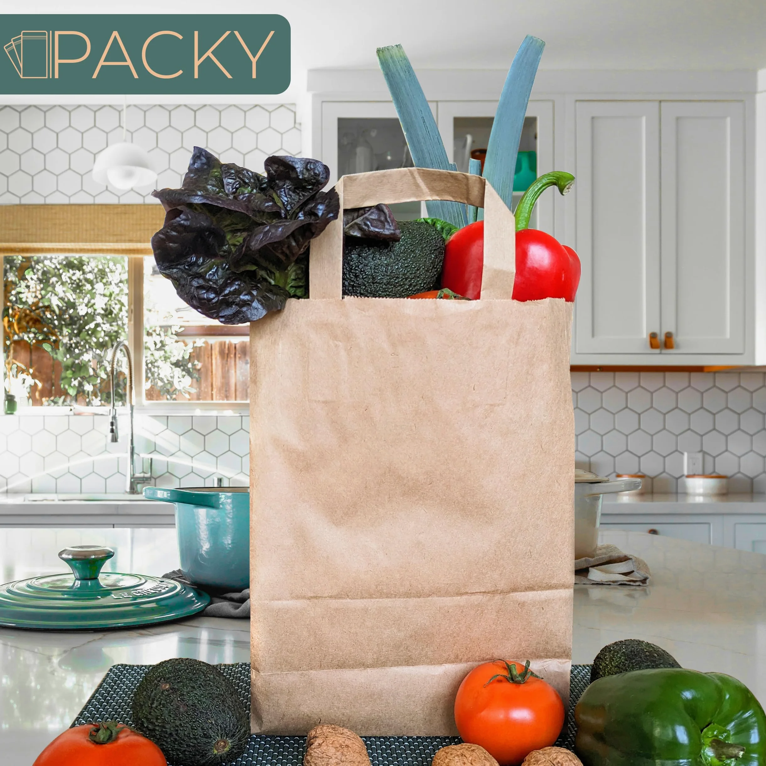 PACKY - Sacchetti Carta Con Manici 22x28x10 Cm - 250 Pezzi - Buste Carta | Ampia scelta