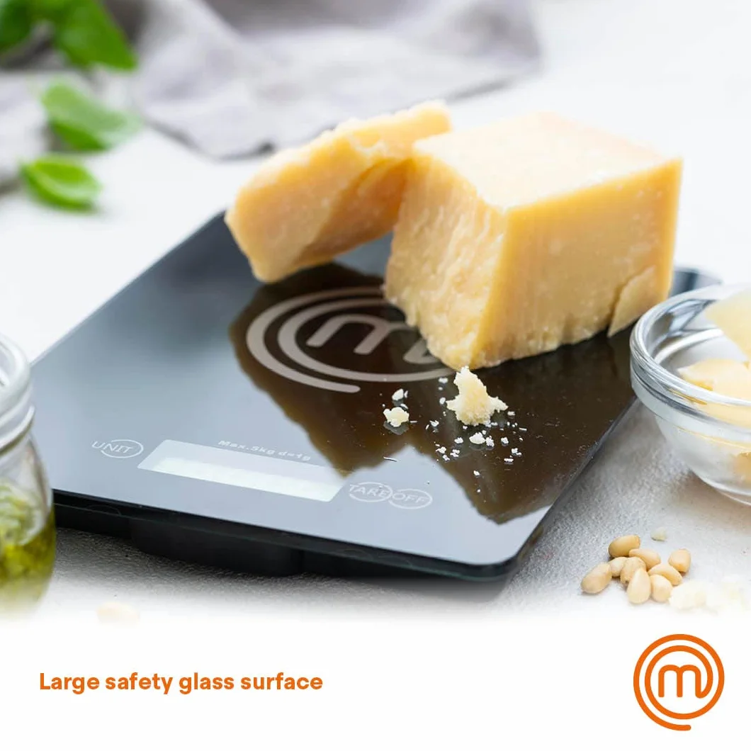 MasterChef Bilancia Cucina Digitale Professionale 5 kg Vetro Tare Spegnimento Automatico Nera