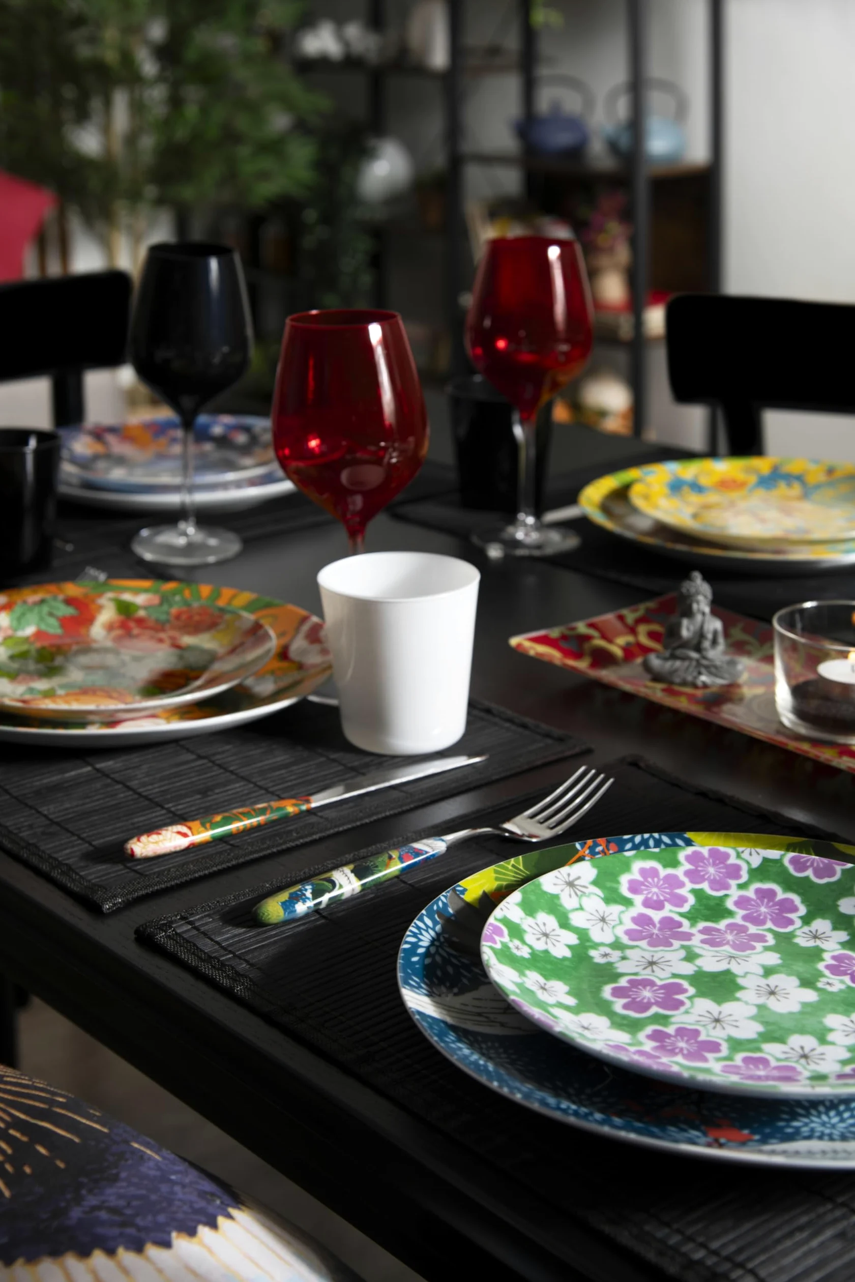 Excelsa Kimono Servizio di Piatti 18 Pezzi, Porcellana e Ceramica, Multicolore