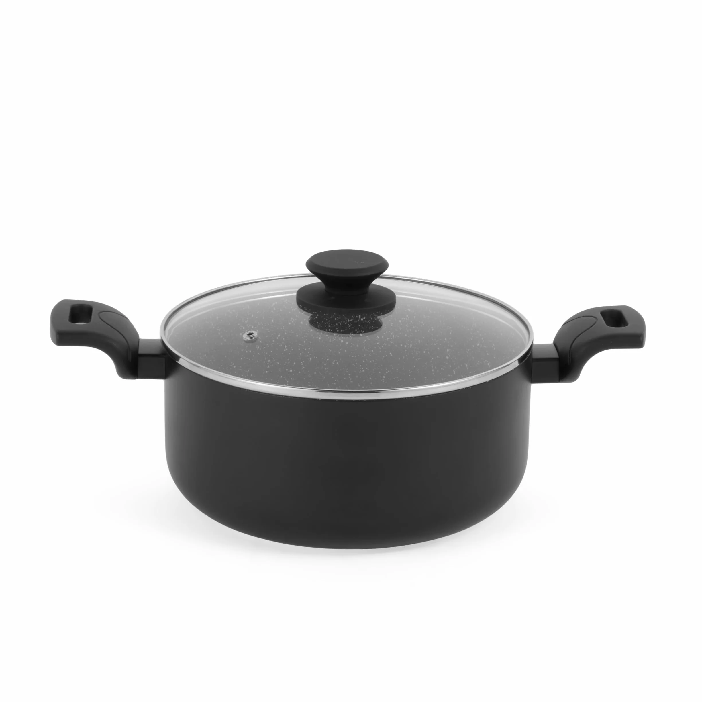 Progress Marble Ceramic Casseruola - 24cm Rotonda Cocotte Pentola Con Coperchio, Antiaderente, per Adatto a Piani di Cottura, alluminio Pentola multifunzionale con impugnature doppie