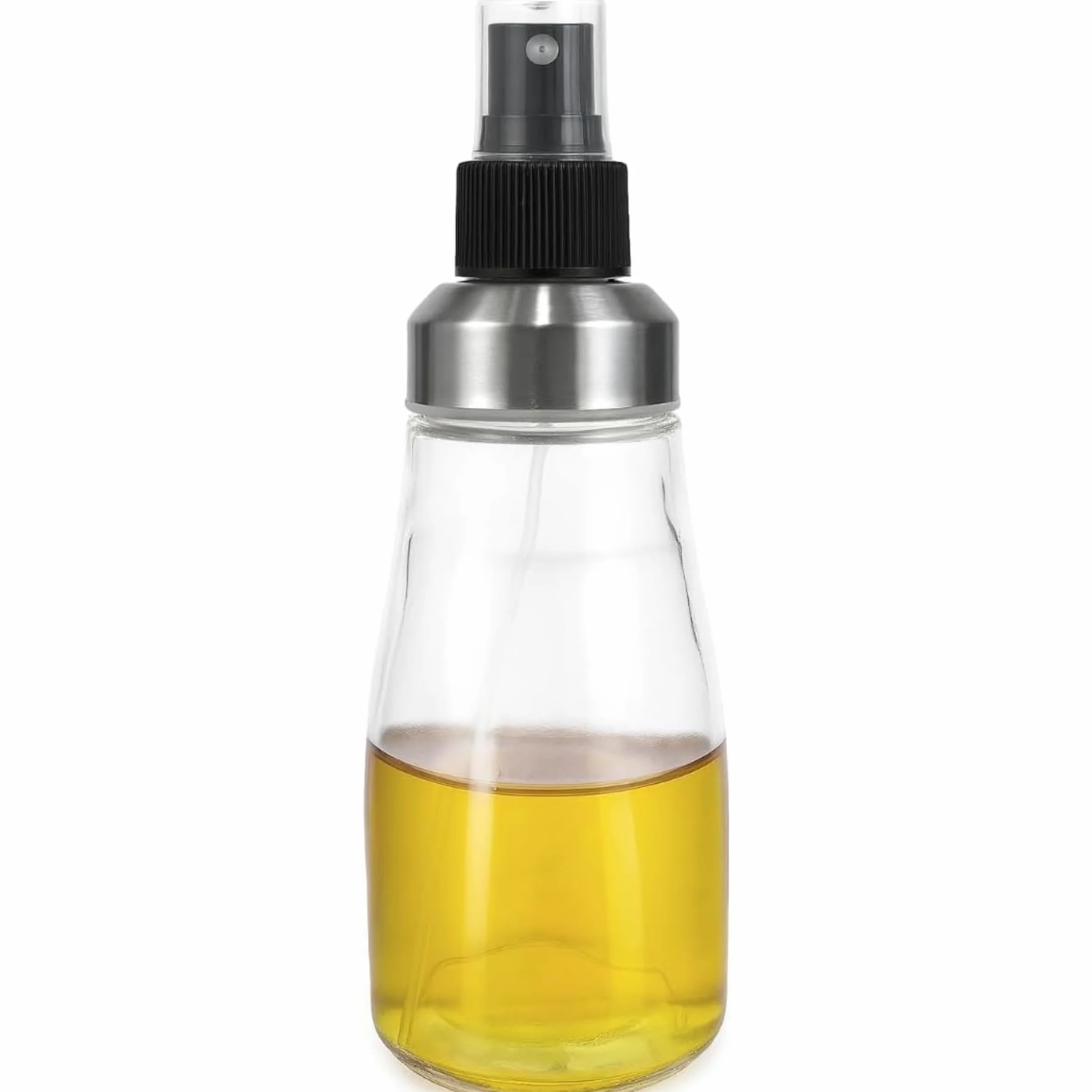 PARENCE.- Olio e aceto spray 330 ml - Dispenser spray in vetro e acciaio inox - Bottiglia riutilizzabile per cucinare, grigliare e insalate - 6,8 x 6,8 x 20,5 cm