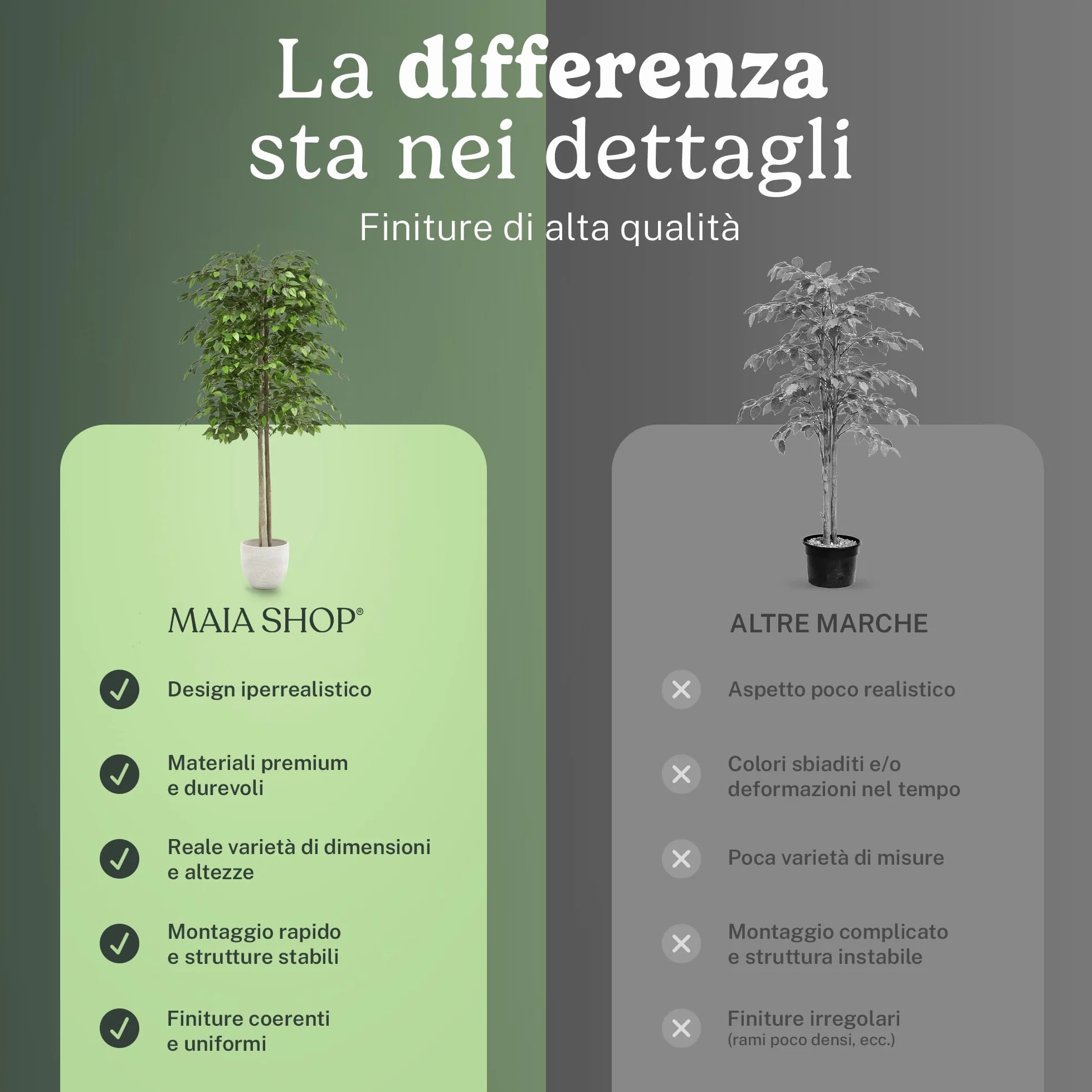 Ficus artificiale 180 cm pianta finta grande tronco naturale albero decorativo realistico casa ufficio hotel