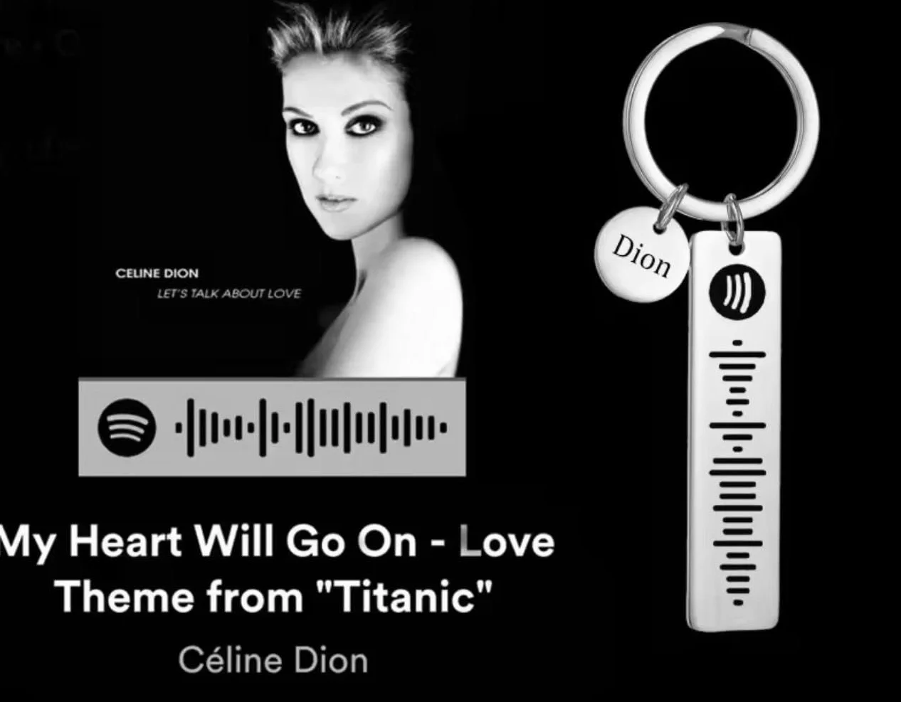 Vero Bijoux Portachiavi Spotify in Acciaio Inossidabile Personalizzabile con Canzone e Dedica