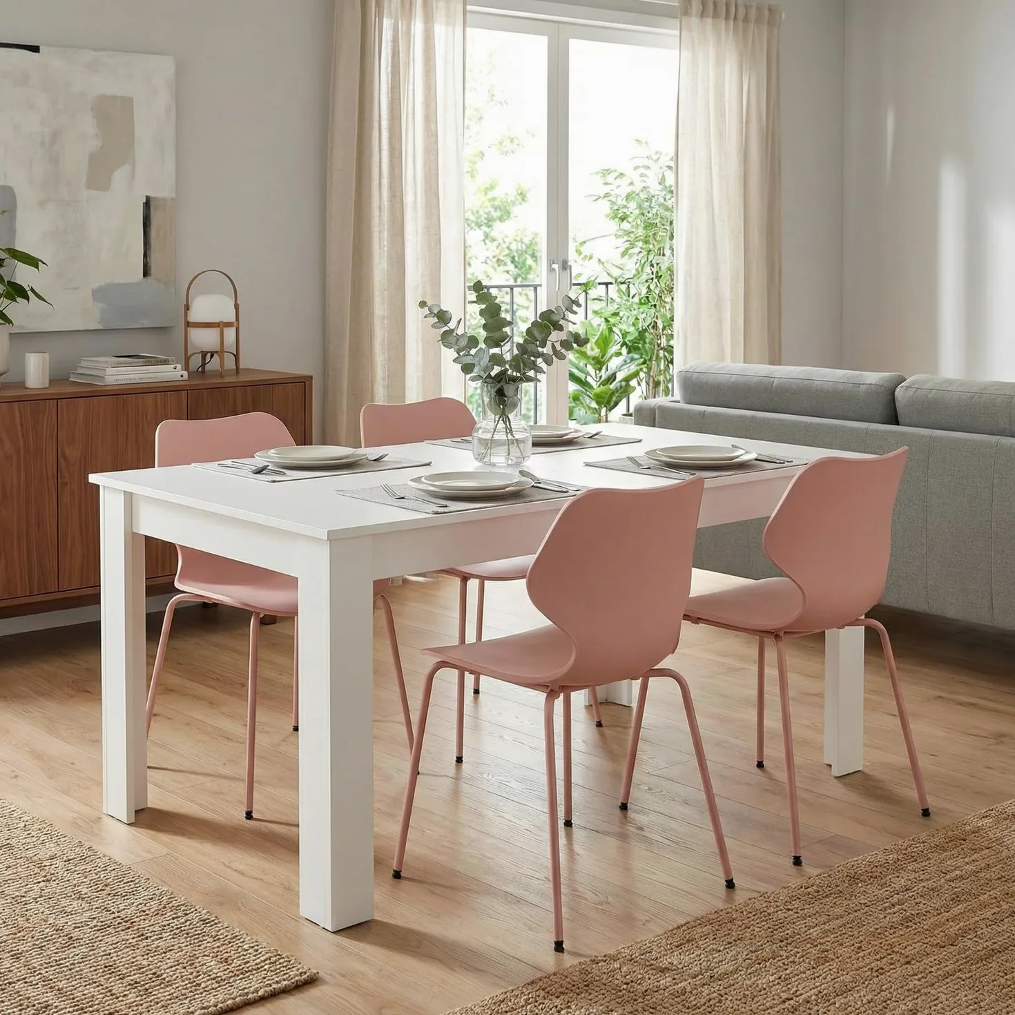 Brigros - Tavolo allungabile da Pranzo in Legno melaminico 140-190x90x77 cm, moderno, elegante e funzionale (Bianco)