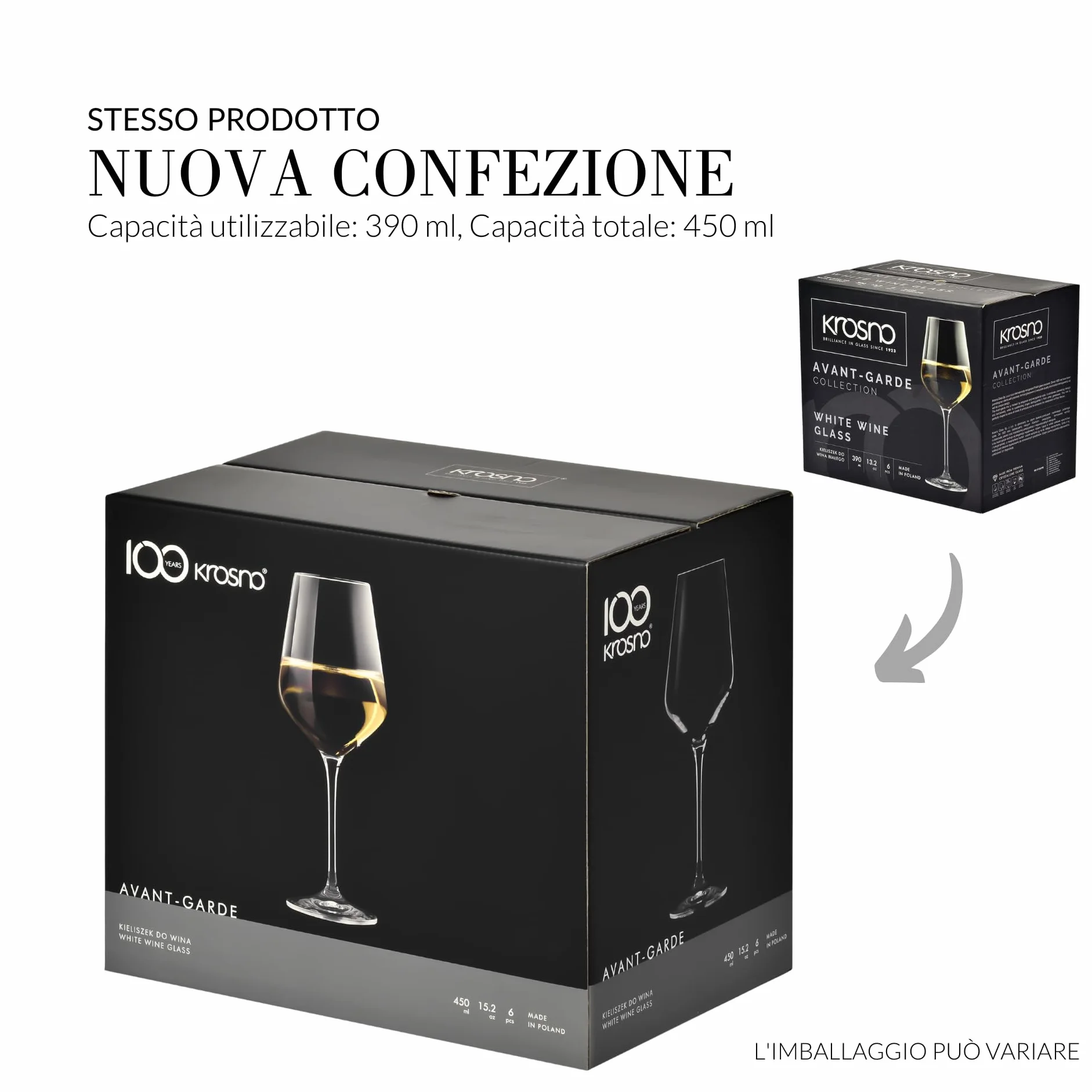 Krosno Bicchieri da vino bianco grandi Set di 6 450 ML Cristallo senza piombo Lavabili in lavastoviglie