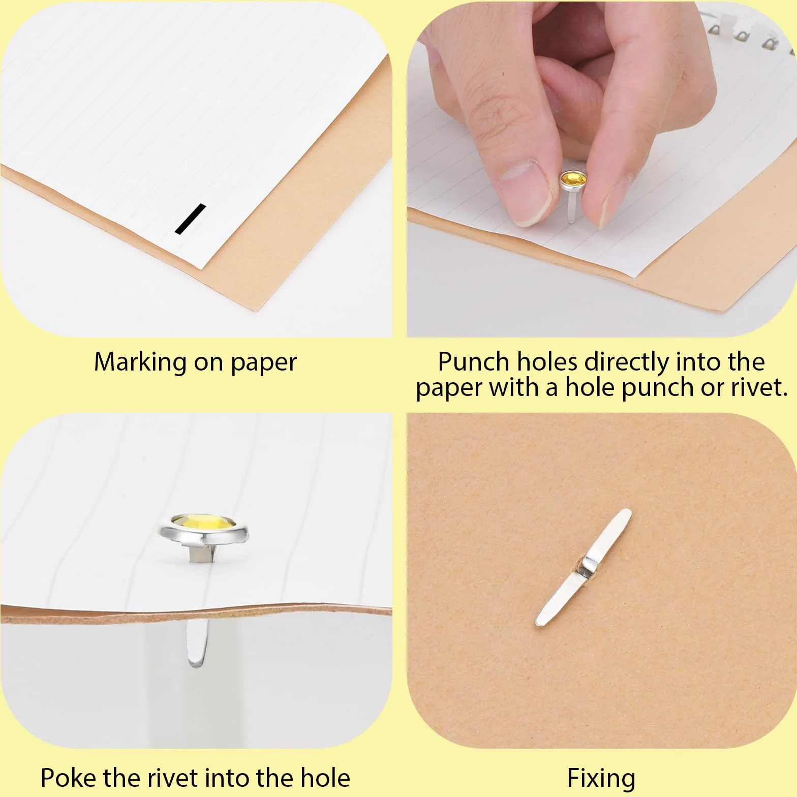 Brads metalowe kolorowe 100 sztuk scrapbooking artigianato fai da te
