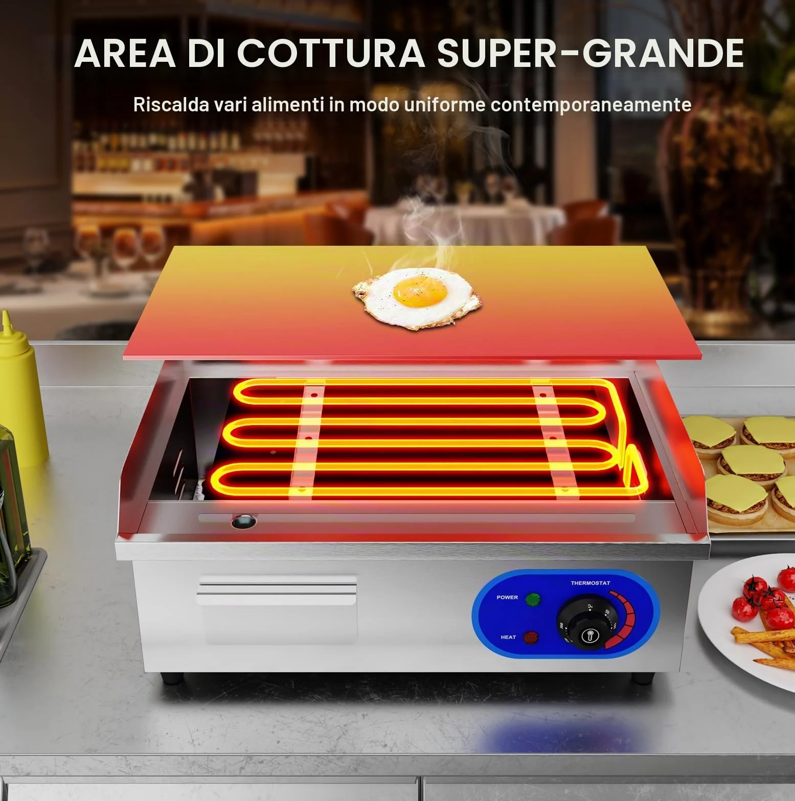 Piastra Elettrica Professionale Griglia BBQ Grill In Acciaio Inox da banco 3000 W 220-240 V Piastra Elettrica Commerciale con Certificazione CE