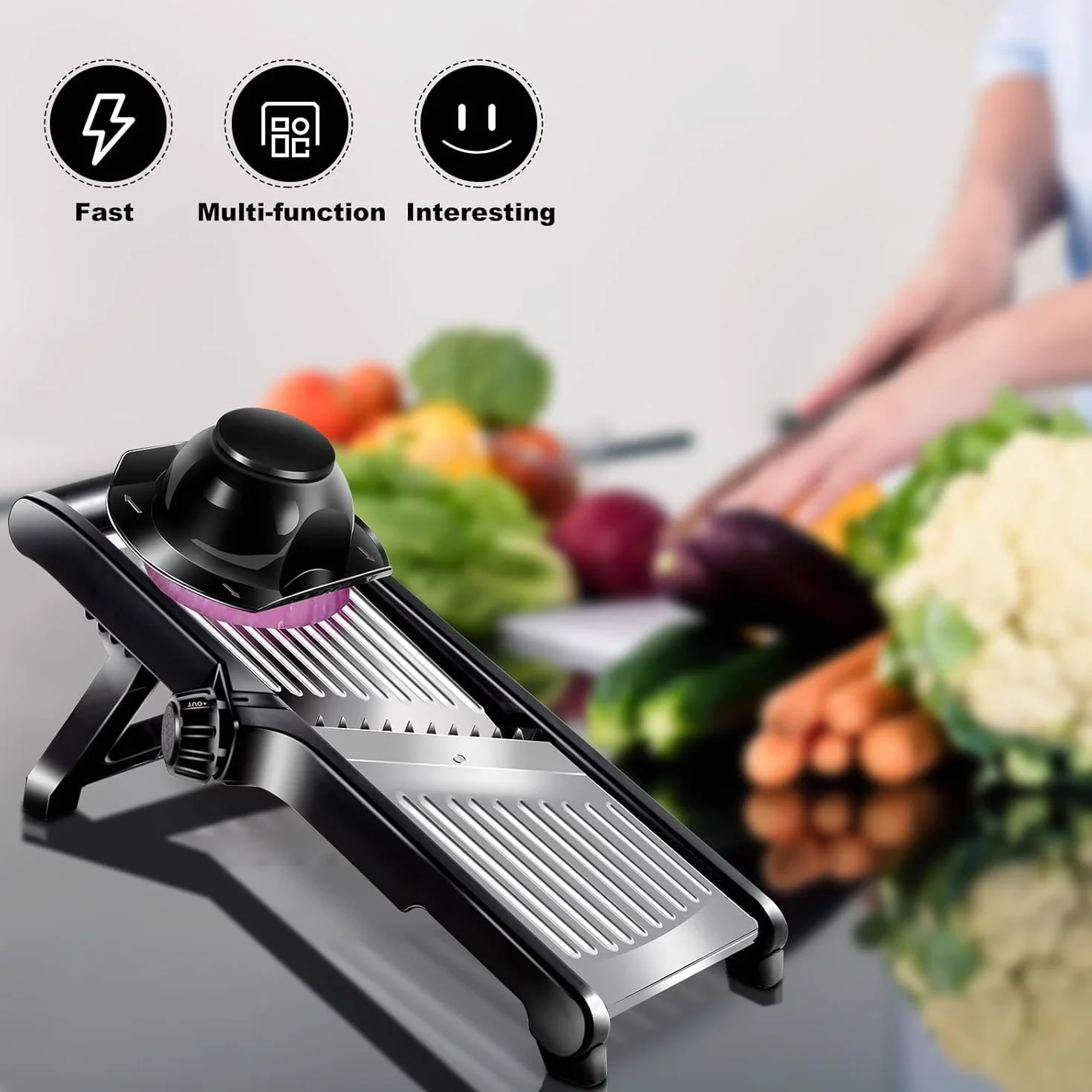 Meridiana Mandolina Professionale Regolabile in Acciaio Inox 1-9mm Affettatrice Julienne Taglia Verdure