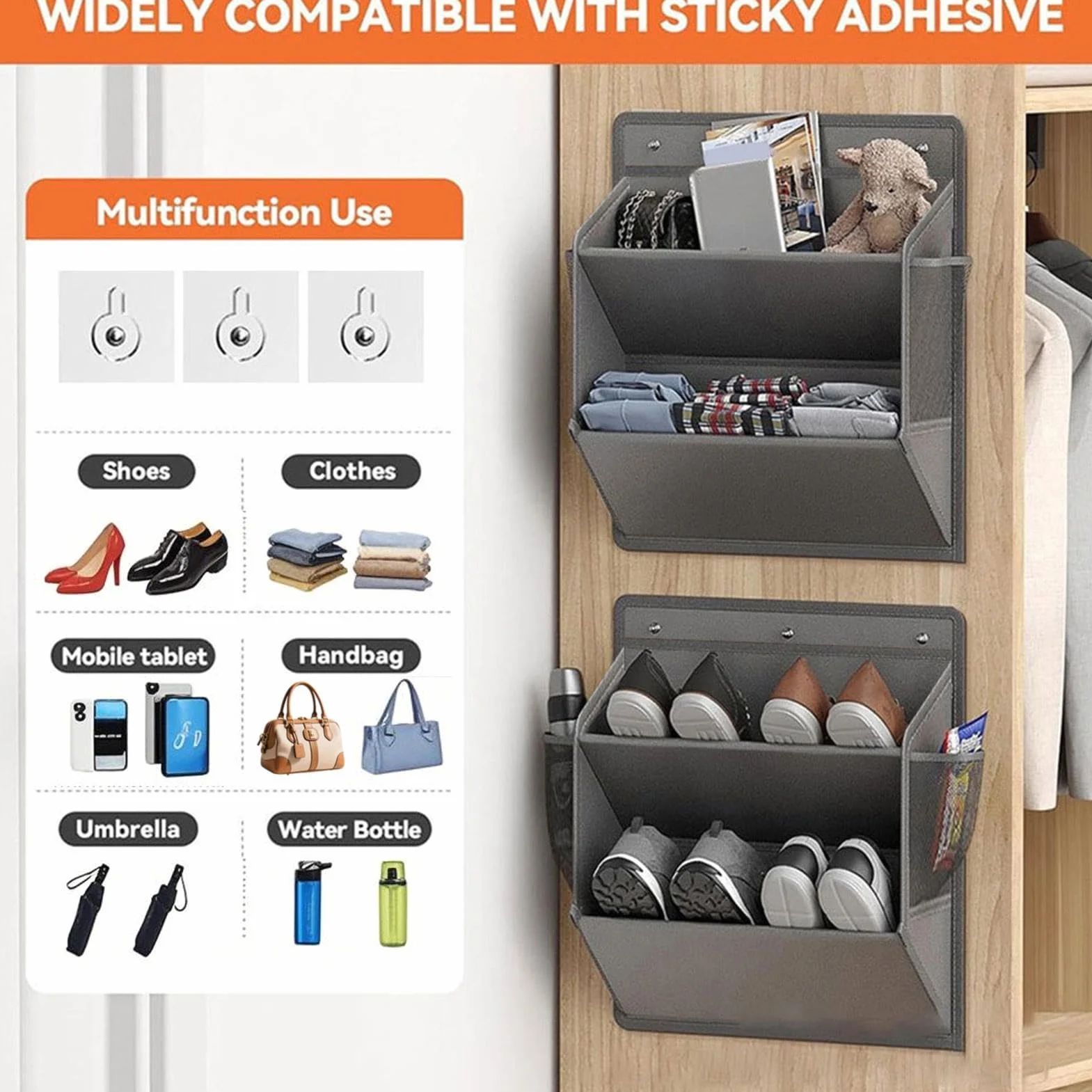 Scarpiera Per Camper A Parete Con Adesivo – Organizer Porta Scarpe In Tessuto Oxford Per Armadio, Ingresso