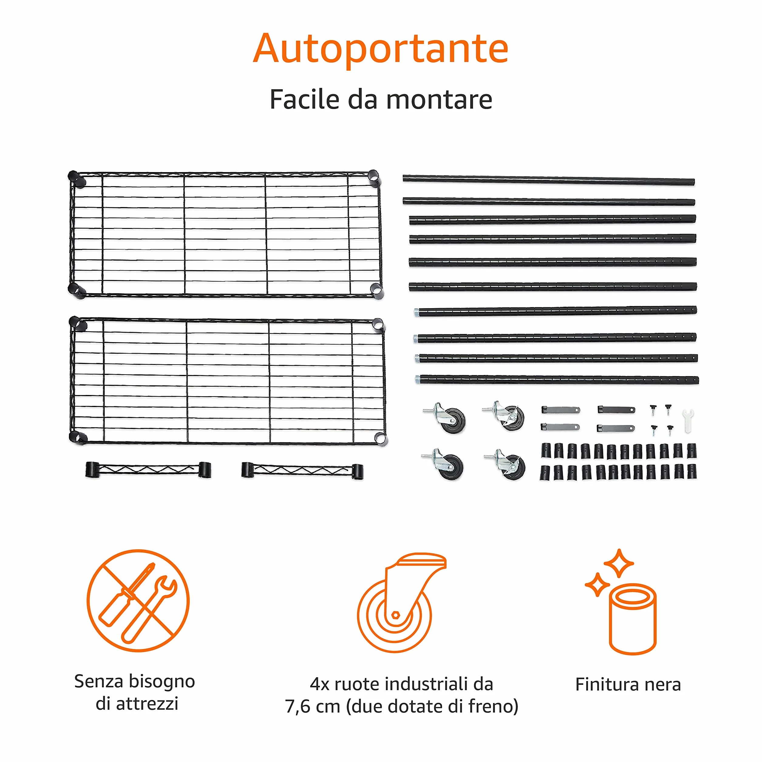 Amazon Basics Stand appendiabiti a doppia barra con rotelle Nero 91x35.5x183 cm
