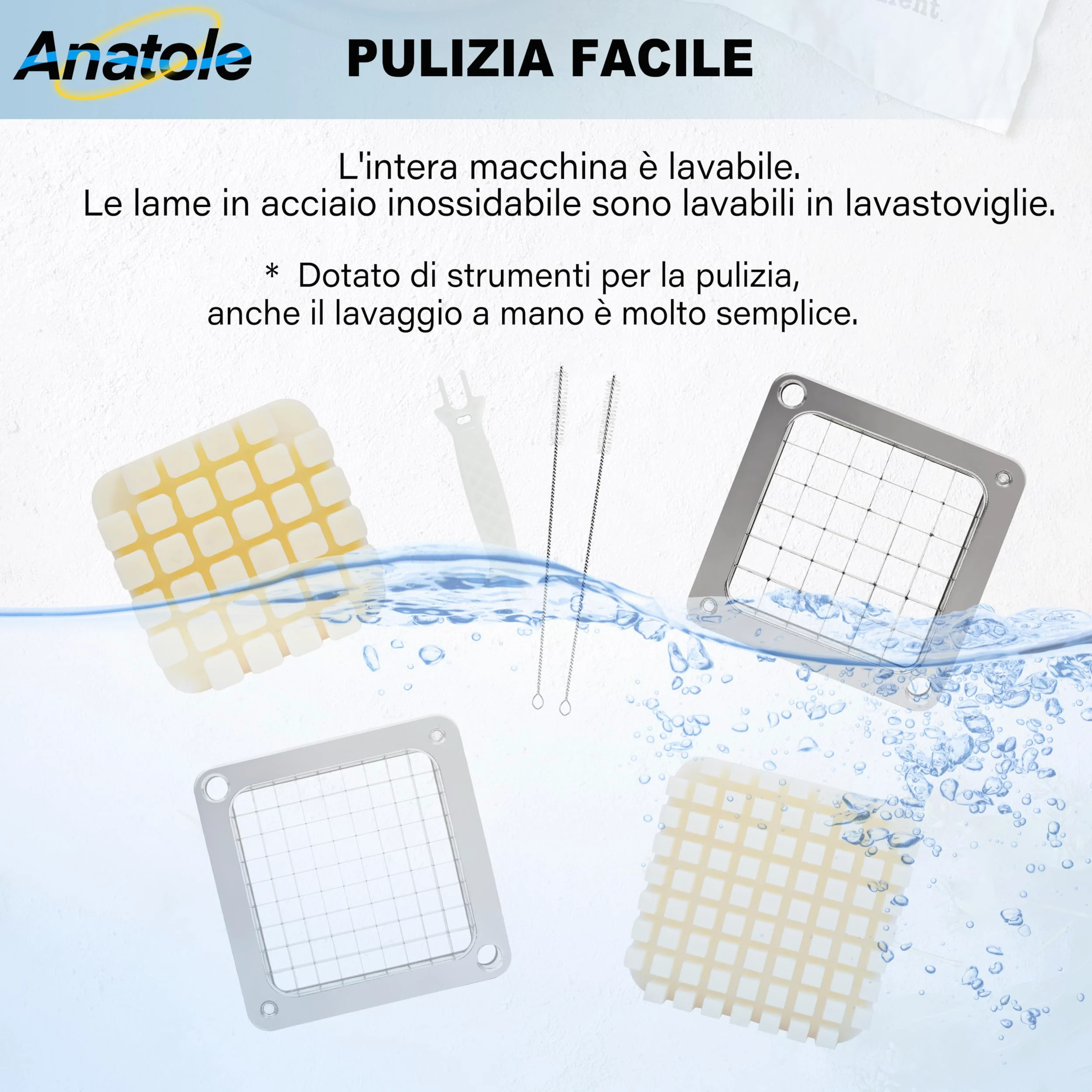 Anatole Tagliapatate per Patate Fritte Professionale Verticale con Lame 6mm 9mm 13mm Acciaio Inox Taglia Patatine Fritte Manuale Commerciale Tagliaverdure Multifunzione per Cipolle Carote Cetrioli
