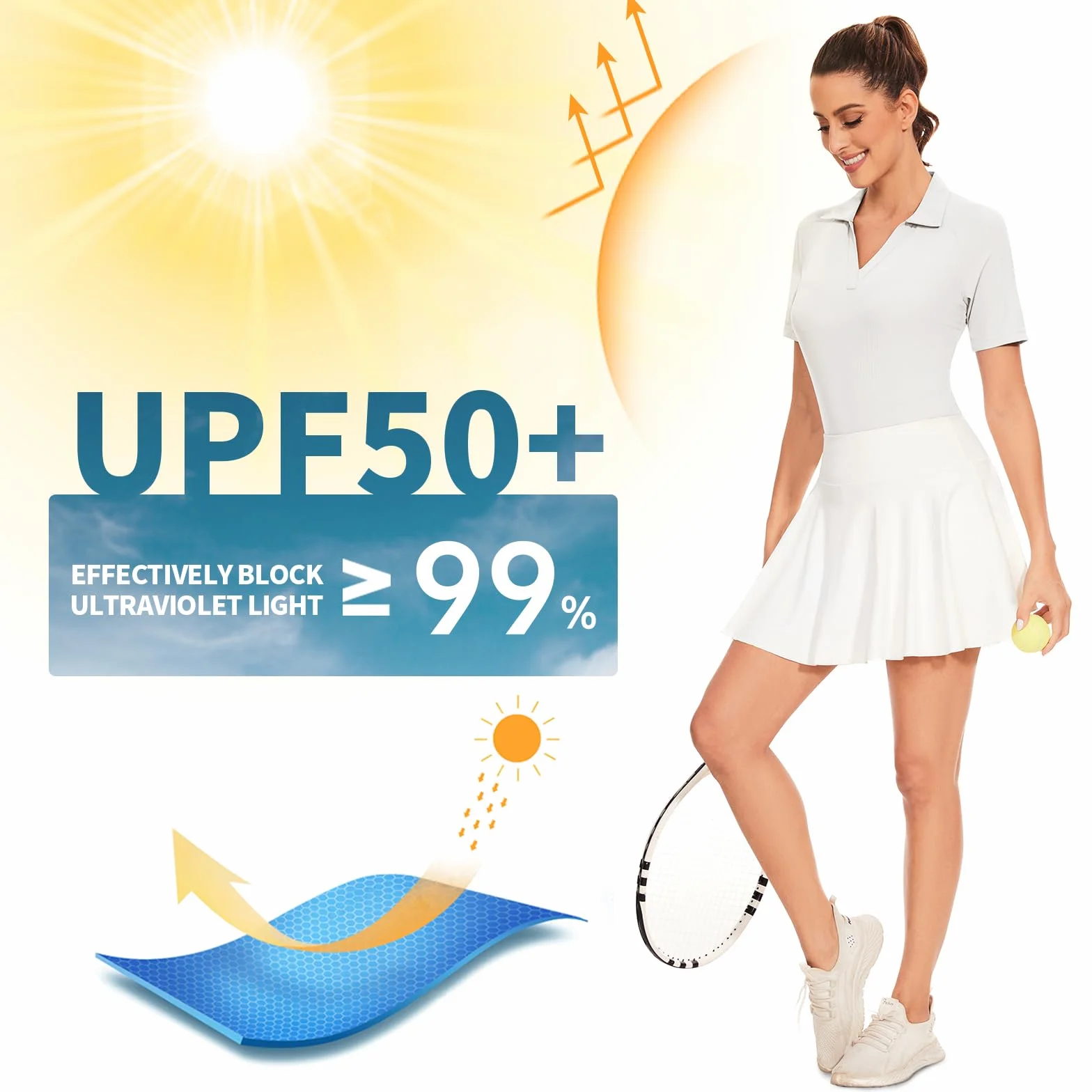 Soneven Polo Donna Collo a V Manica Corta/Senza Maniche T-Shirt Sportive a Costine Traspiranti ad Asciugatura Rapida Camicia Funzionale per Golf Tennis