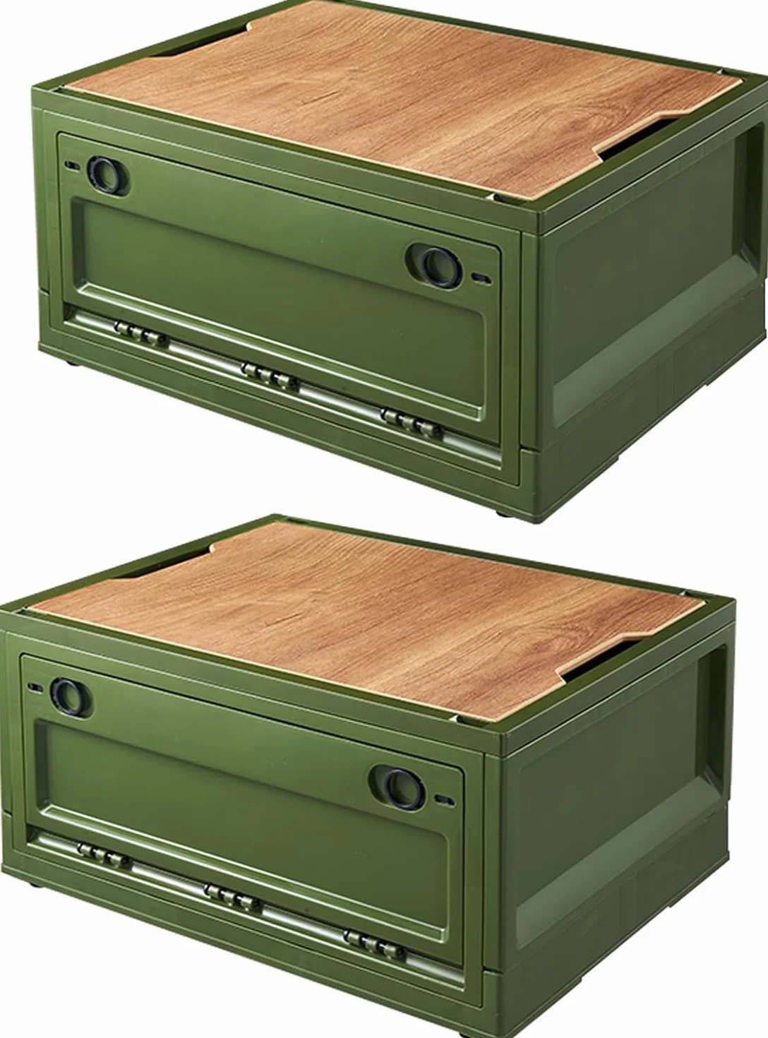 RMAN Scatola da Campeggio 2×38L in Plastica Pieghevole Impilabile con 4 Ruote Verde