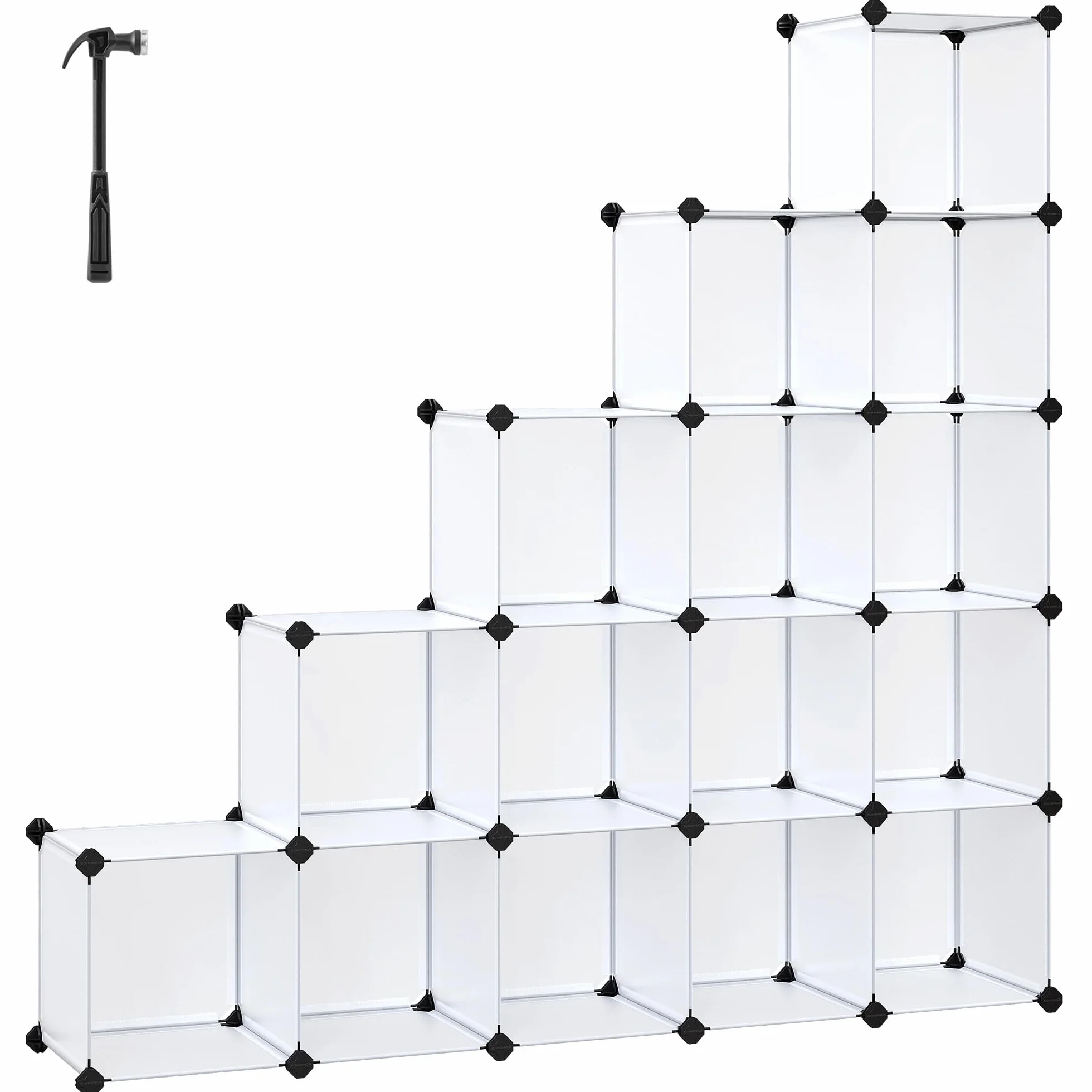 SONGMICS Scarpiera Componibile Scaffale 16 Cubi Modulari 31 x 123 x 123 cm Bianco LPC44L