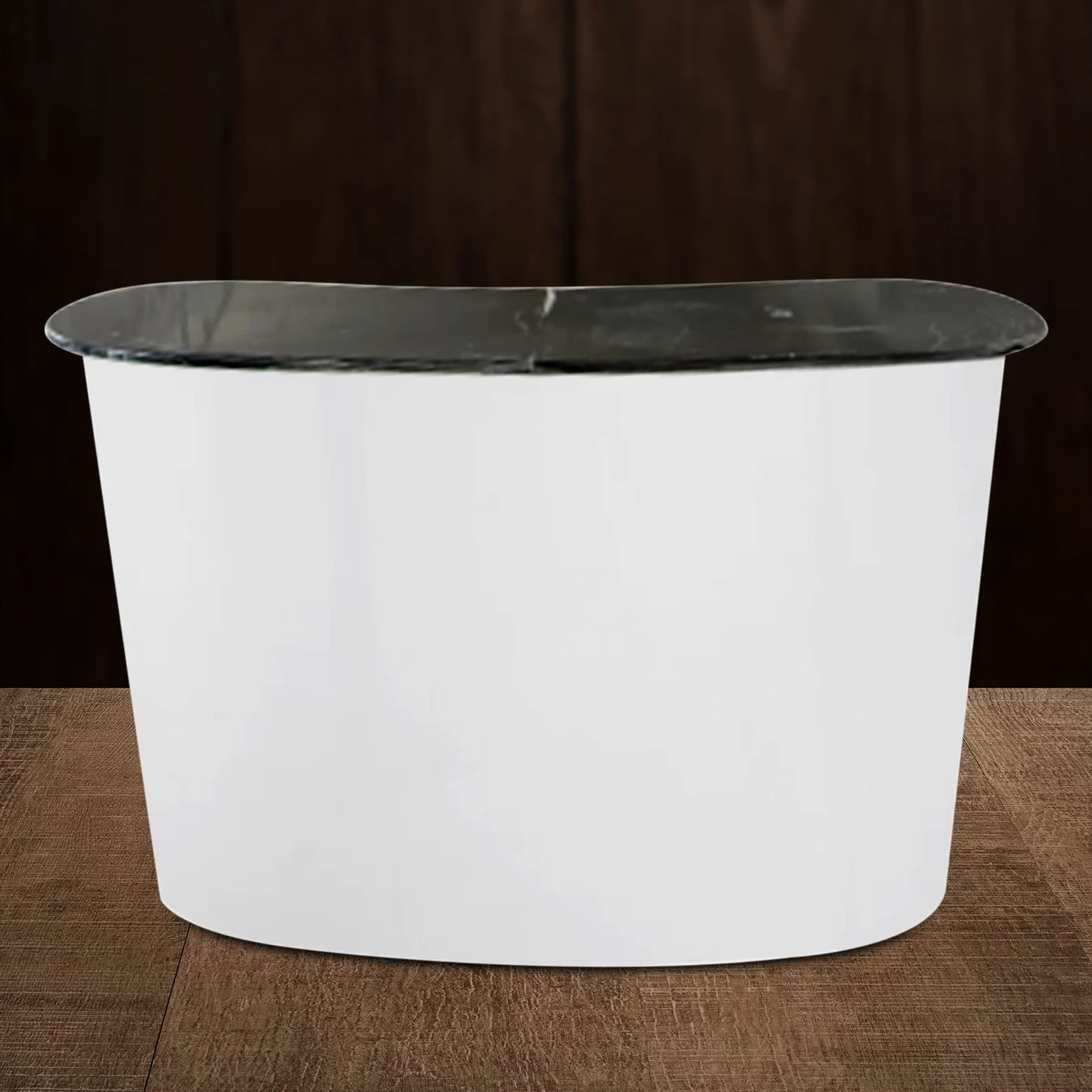 Banco espositore per fiere con telaio a tensione portatile Supporto per mostre Tavolo promozionale da podio 130x40x90CM Scrivania pieghevole bianca per fiere