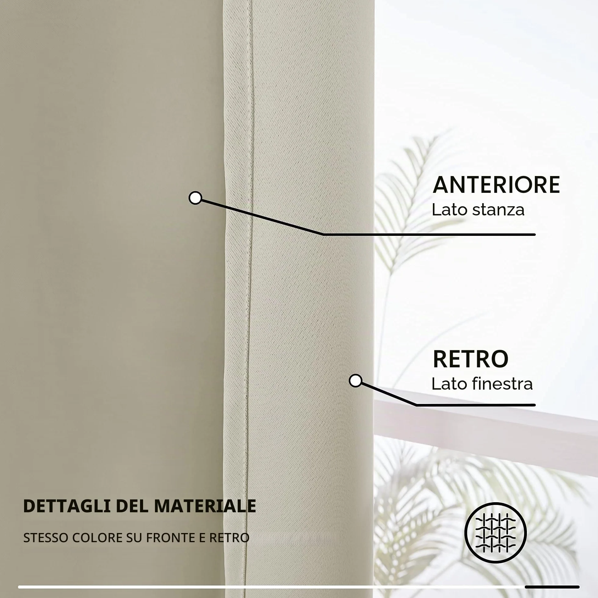 Deconovo Tende Oscuranti Termiche Isolanti 3 Modi di Montaggio 2 Pannelli 140x260 cm Beige Chiaro OEKO-TEX