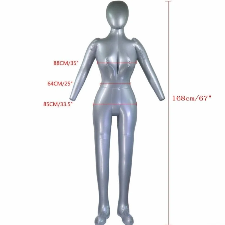 Manichino gonfiabile femminile 165 cm corpo intero busto display intimo PVC