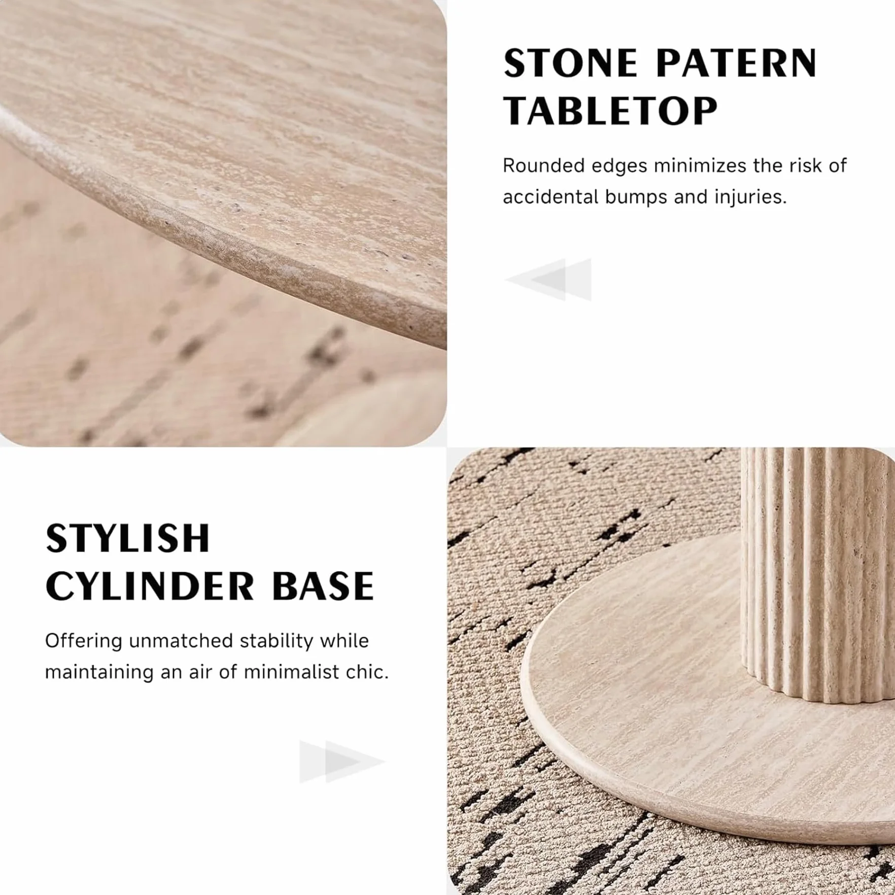 Set da Sala da Pranzo, Tavolo da Pranzo Rotondo Moderno con 4 Sedie da Pranzo, Piano del Tavolo in MDF e Seduta in Velluto per Cucina, Sala da Pranzo e Ristoranti (Grigio)