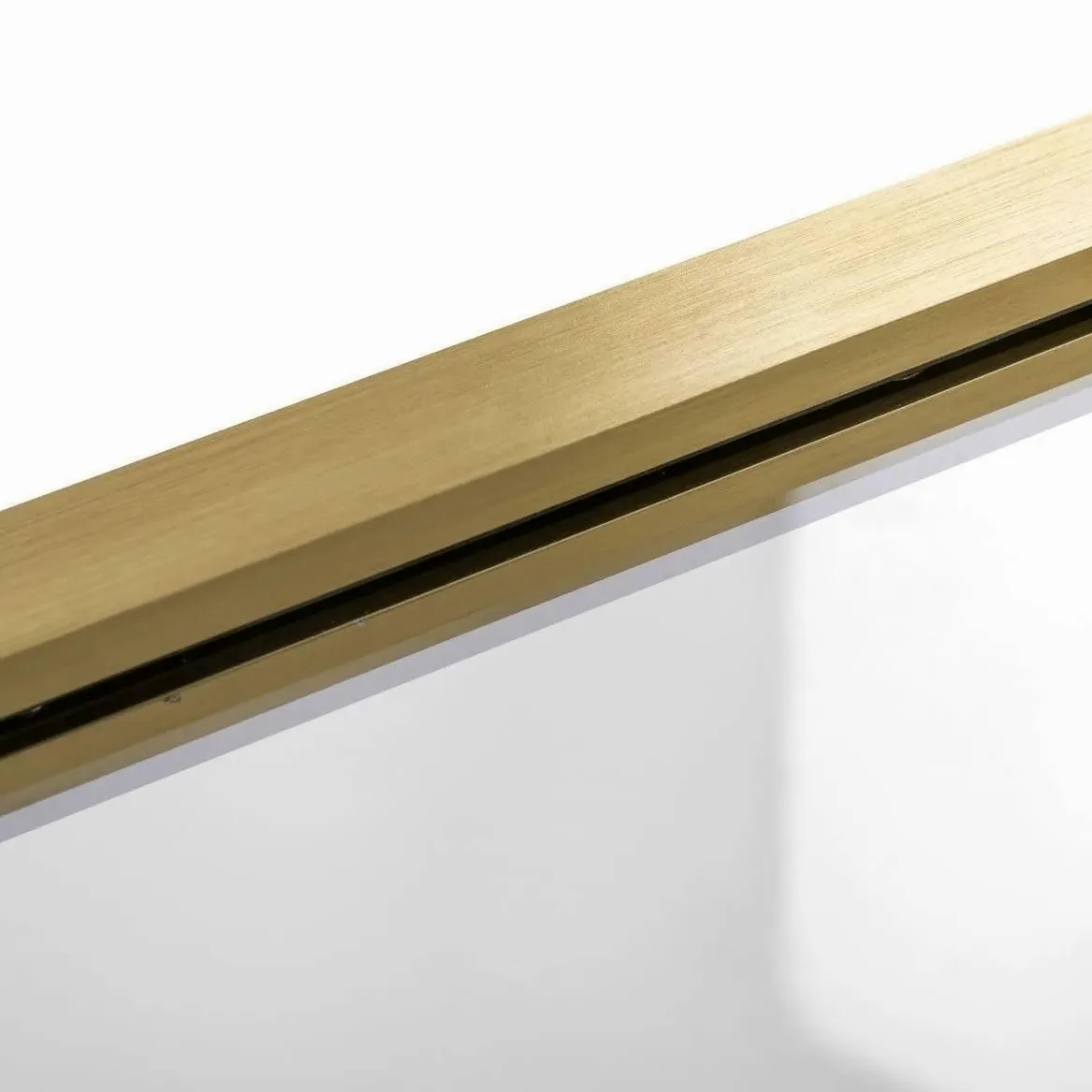 Rea - Parete Vasca Elegant Gold Brush 70 X 140 cm Sopravasca A Parete, Vetro Di Sicurezza 5 mm (Finitura Profilo: Brush Gold)