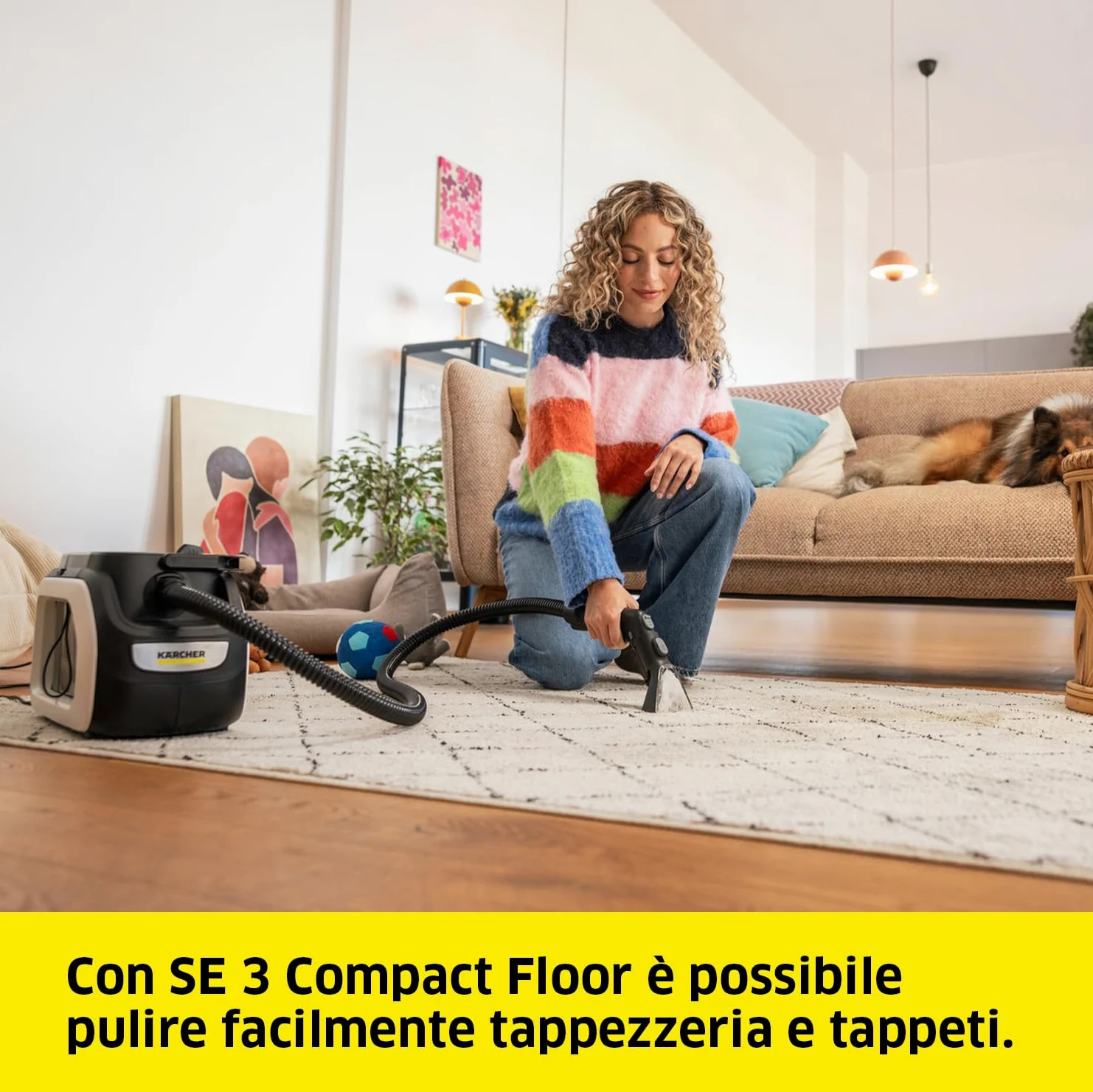 KÄRCHER Lavatappeti Smacchiatore SE 3 Compact, serbatoio acqua pulita: 1,7 l, peso: 4,1 kg, per Tessuti, Moquette, Auto Tappezzeria, Divani e Imbottiti, con bocchetta tessuti e pavimenti