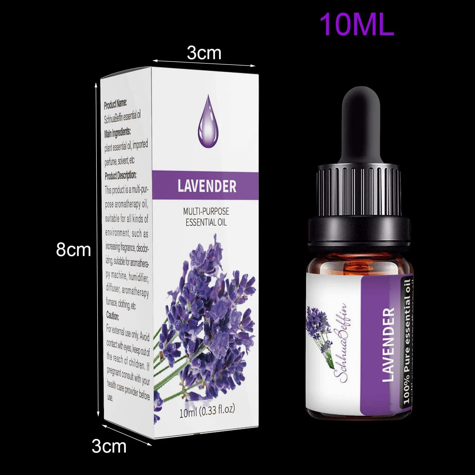 Olio Essenziale Lavanda 10ml, per Diffusori Umidificatori Candele Sapone Fai da Te, Oli Profumati per Diffusori, Massaggi, Bagno