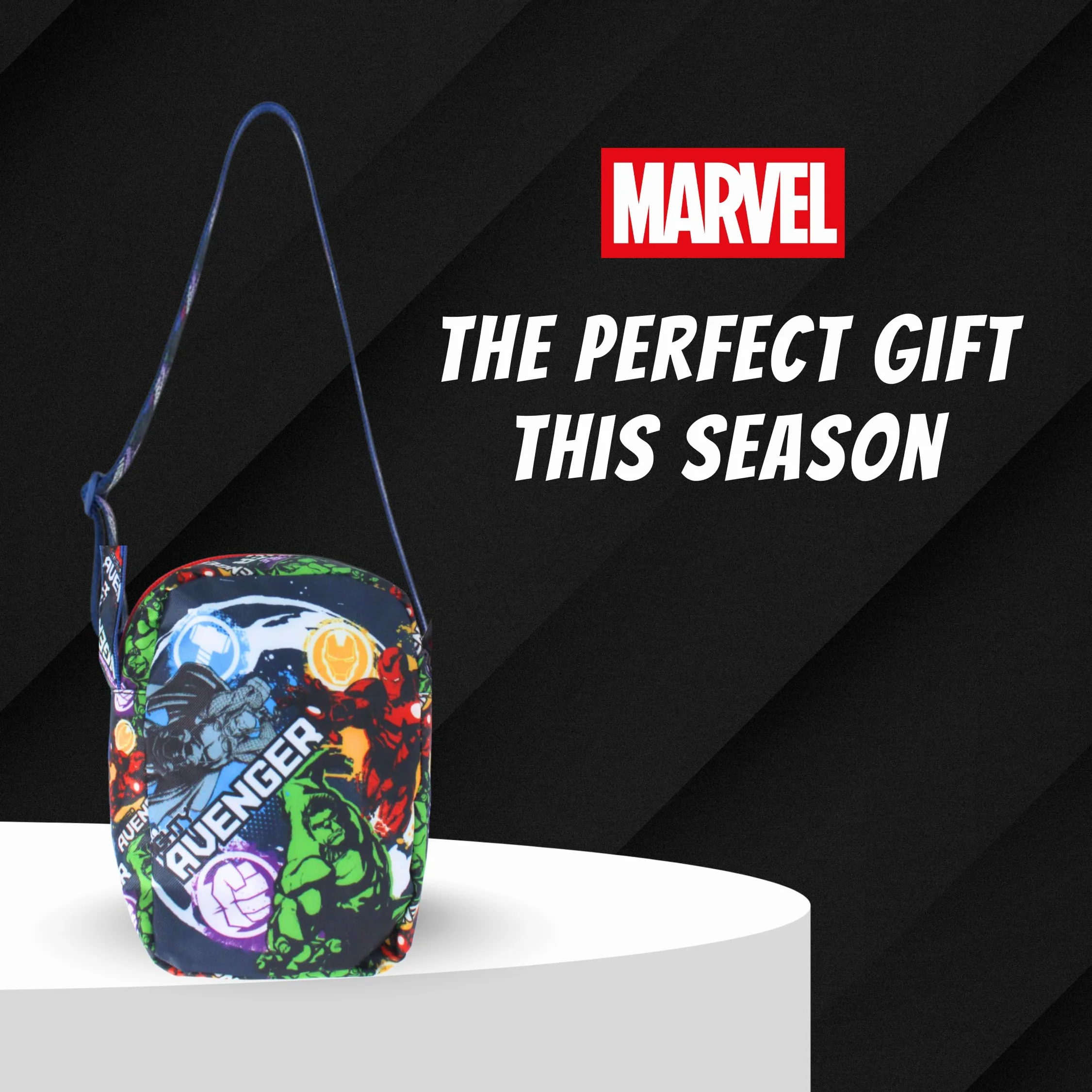 Marvel Avengers Borsa per Ragazzi, Design Thor, Iron Man e Hulk, Borsa Regolabile, Regalo per Bambino
