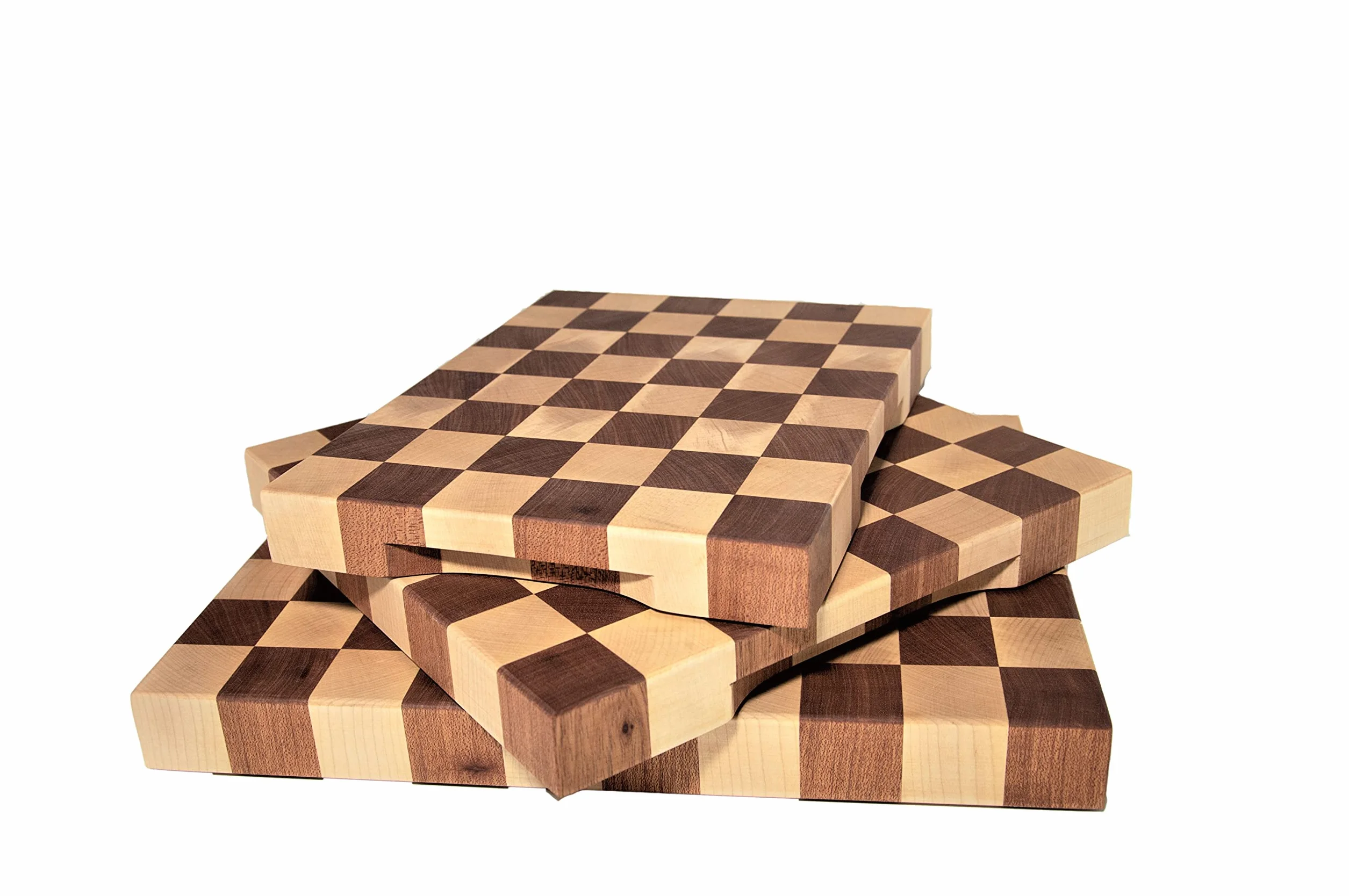 Arte del Legno, Tagliere da Cucina in Legno Professionale dim. 40x40xh4.5- con Venatura a Scacchi, Tagliere Massello di Acero e Mogano con Olio Naturale - Stabile e Antiscivolo