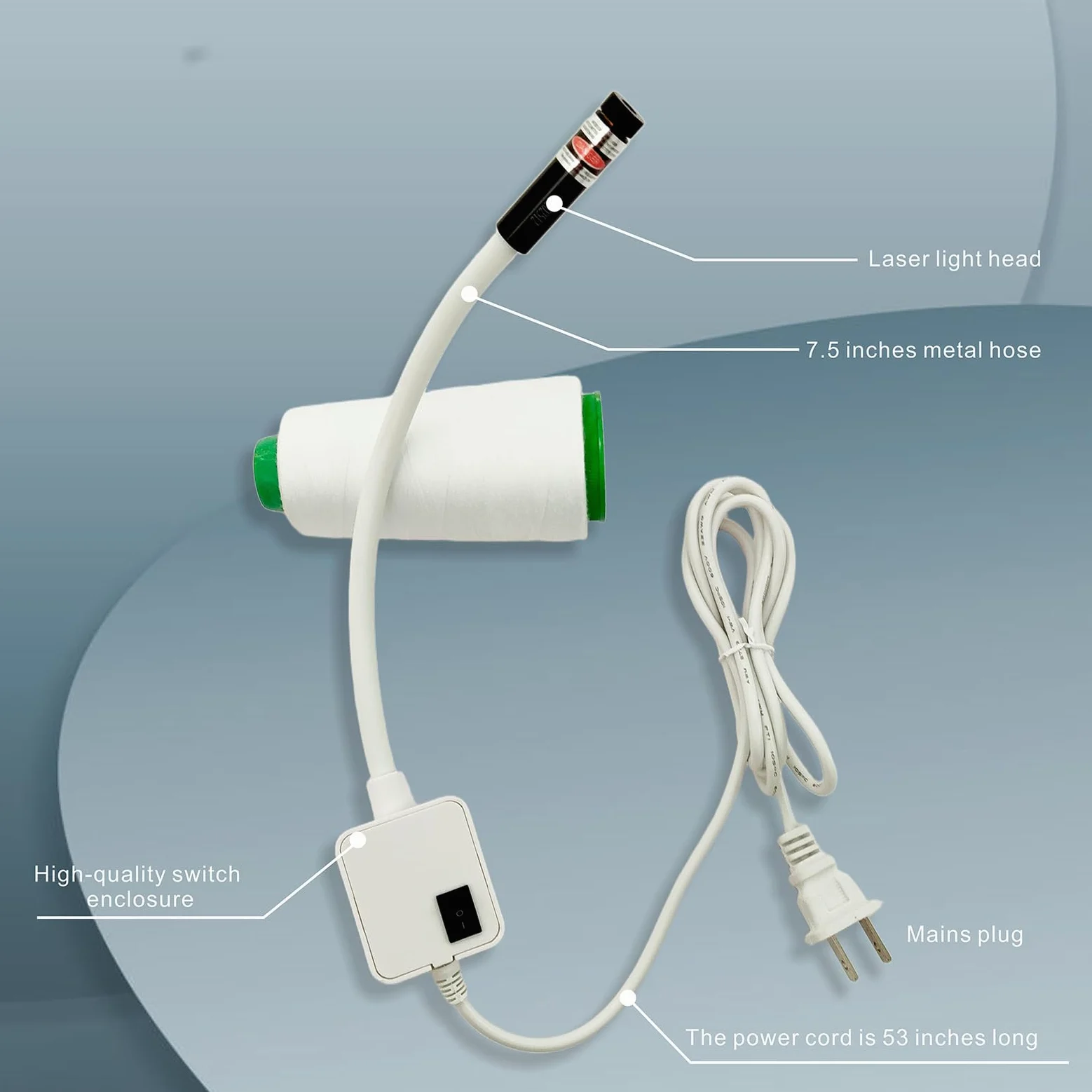 Luce magnetica per macchina da cucire, guida laser rossa per cuciture dritte, strumento di cucitura di precisione a mani libere con collo d'oca flessibile, alimentazione plug-in per una luminosità