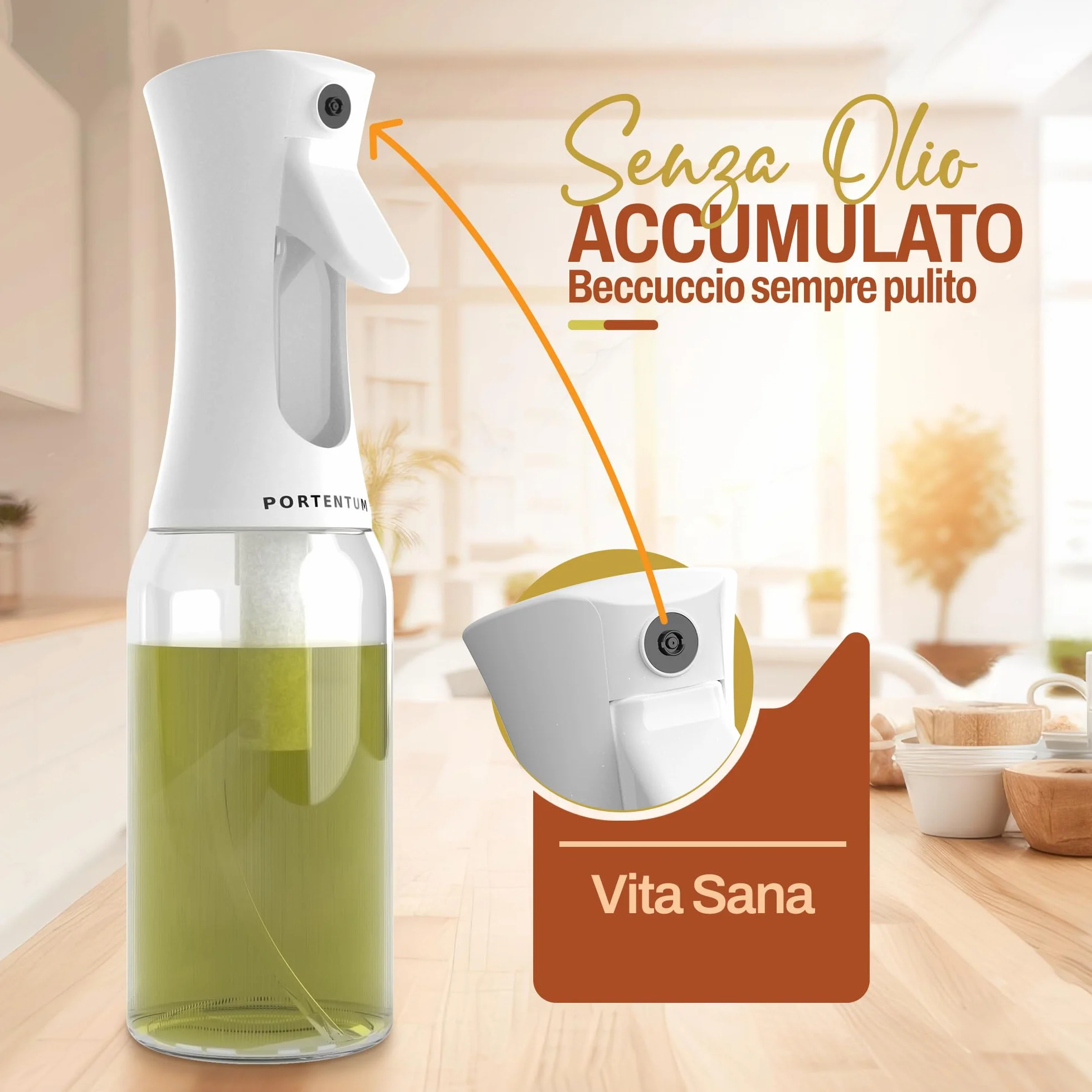 Spruzzino olio per friggitrice aria 300ml Antigoccia Oliera Vetro Dispenser