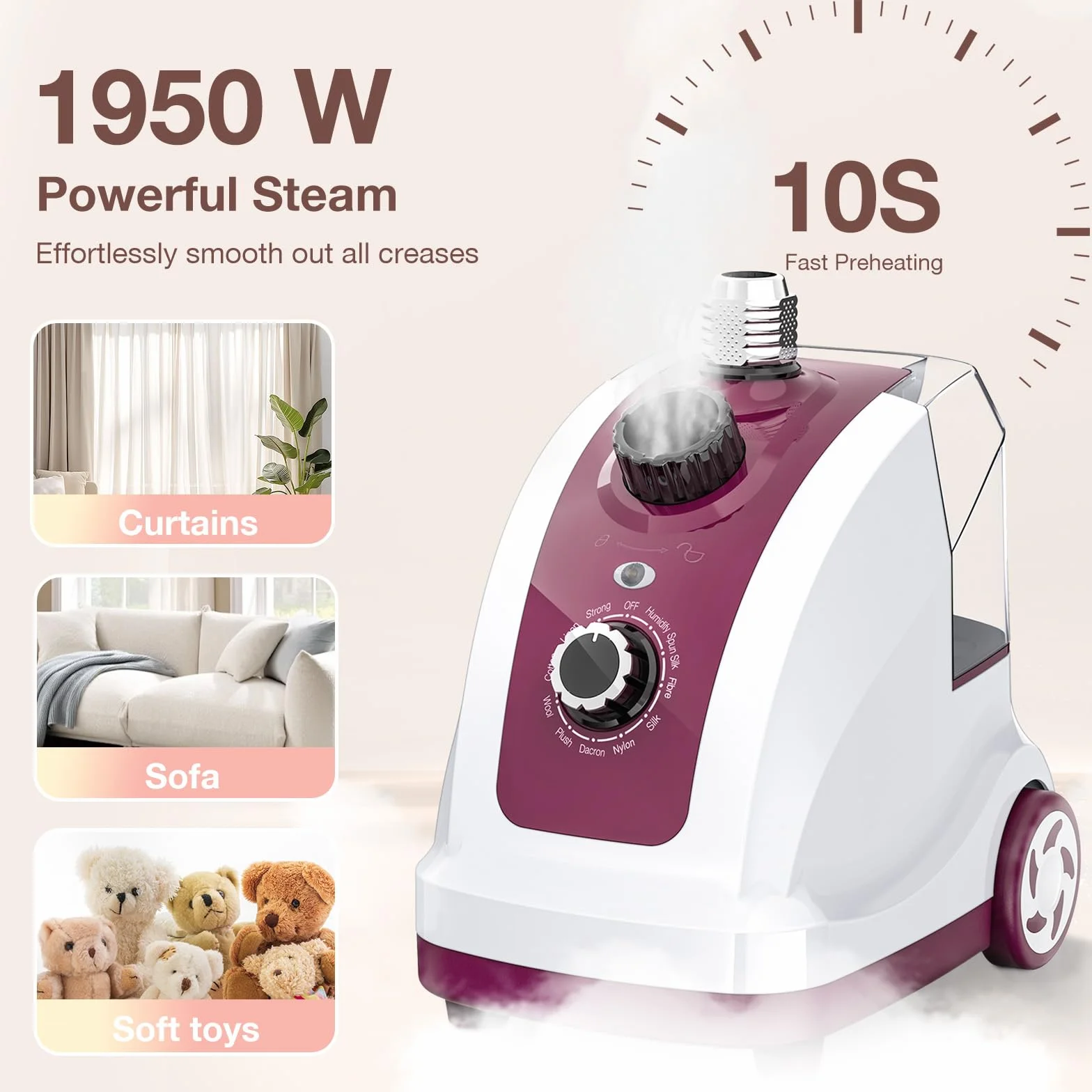 Cozary Ferro da Stiro Verticale Professionale 1950W, Serbatoio 1.35L, 11 Funzioni Vapore