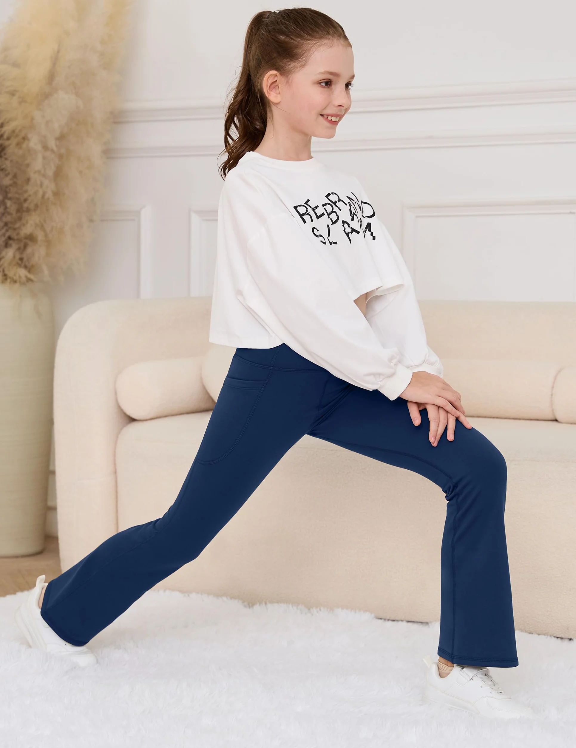 Desol Leggings svasati foderati in pile con tasche a vita alta pantaloni da yoga invernali a campana