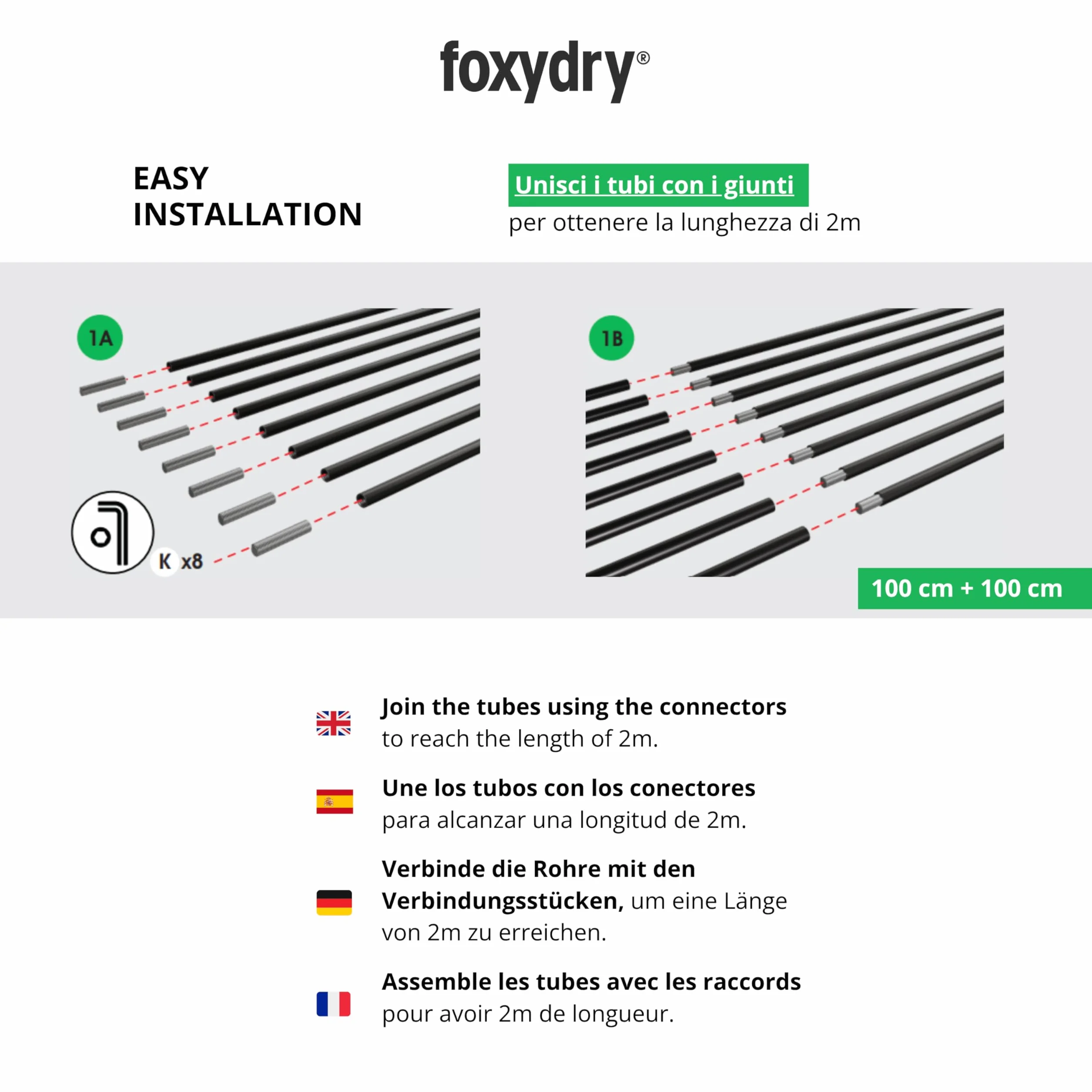 foxydry Stendino da Balcone Ribaltabile Stendibiancheria da Ringhiera Acciaio inox alluminio Duo 202 cm Antracite