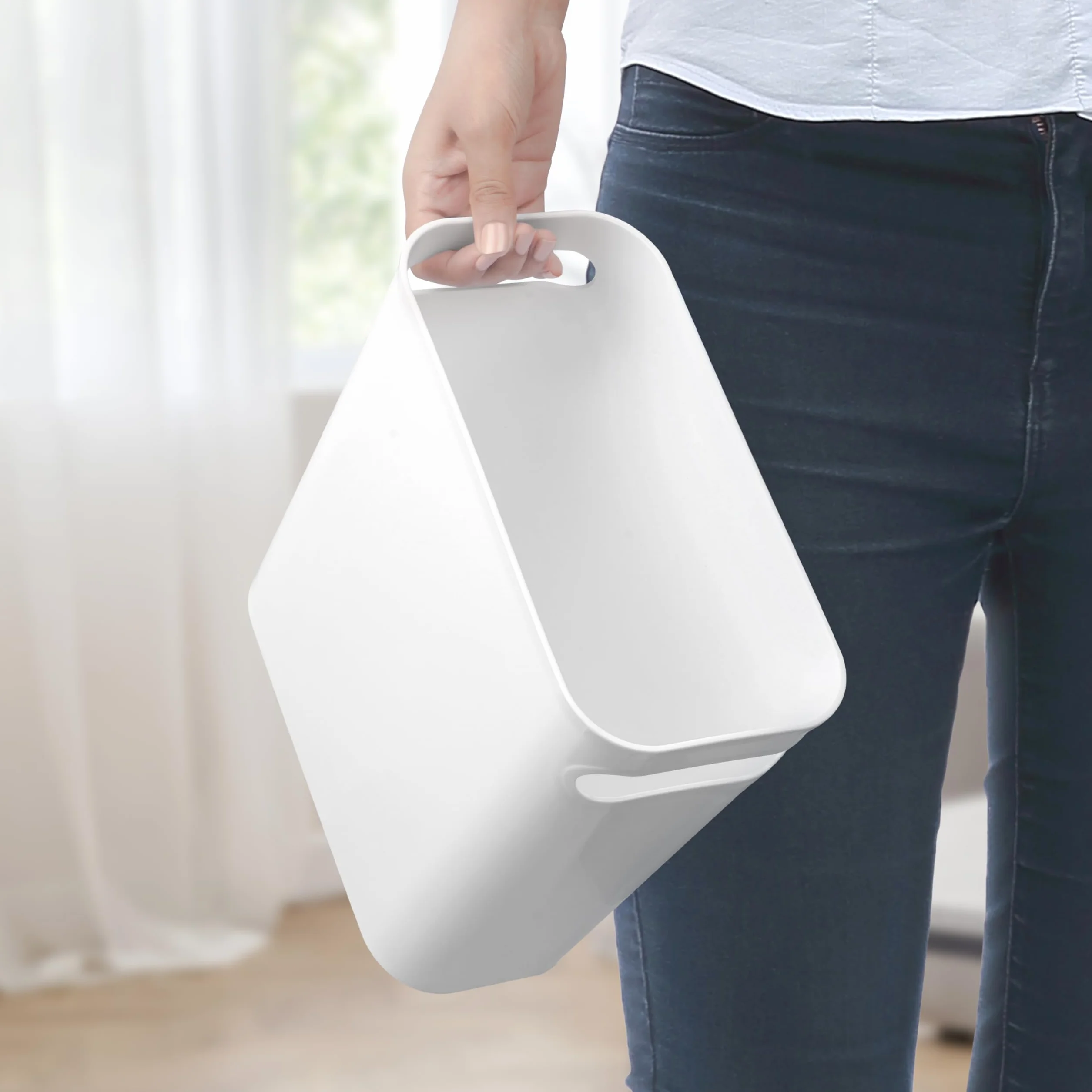 Bidone Pattumiera Bianco 6 l 4 Pezzi - Cestino Piccolo Plastica con Maniglie Integrate per Bagno, Cucina