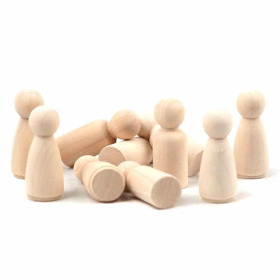LUUFAN 20 bambole in legno da 65 mm, non rifinite, femminile, maschile, corpi vuoti, per fai da te, artigianato, feste di nozze (confezione da 20)