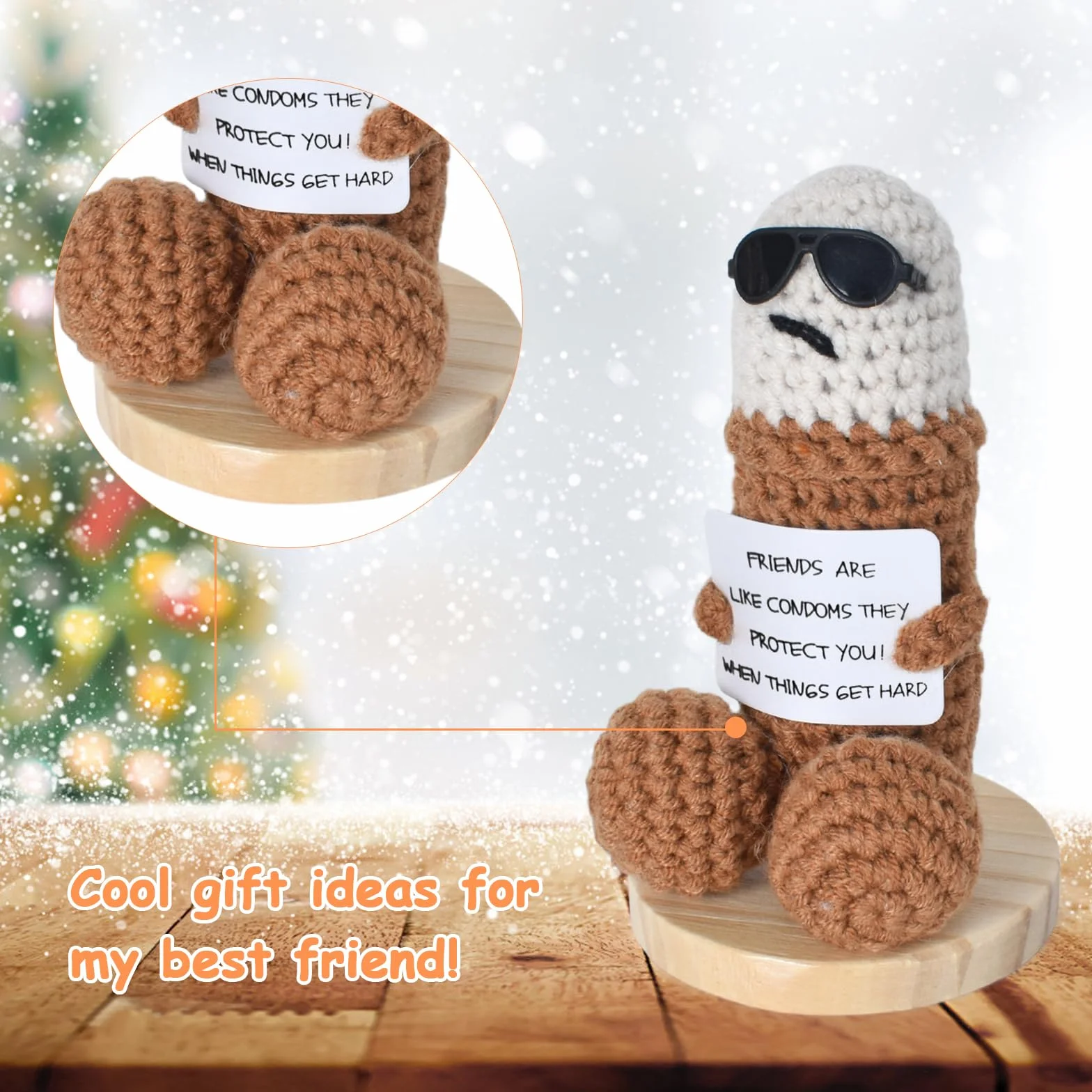 Naapesi Bambola Patata Amigurumi Divertente all’Uncinetto con Base in Legno e Mini Martello – Pupazzo Fatto a Mano con Frase Positiva – Decorazione da Scrivania o Regalo Motivazionale