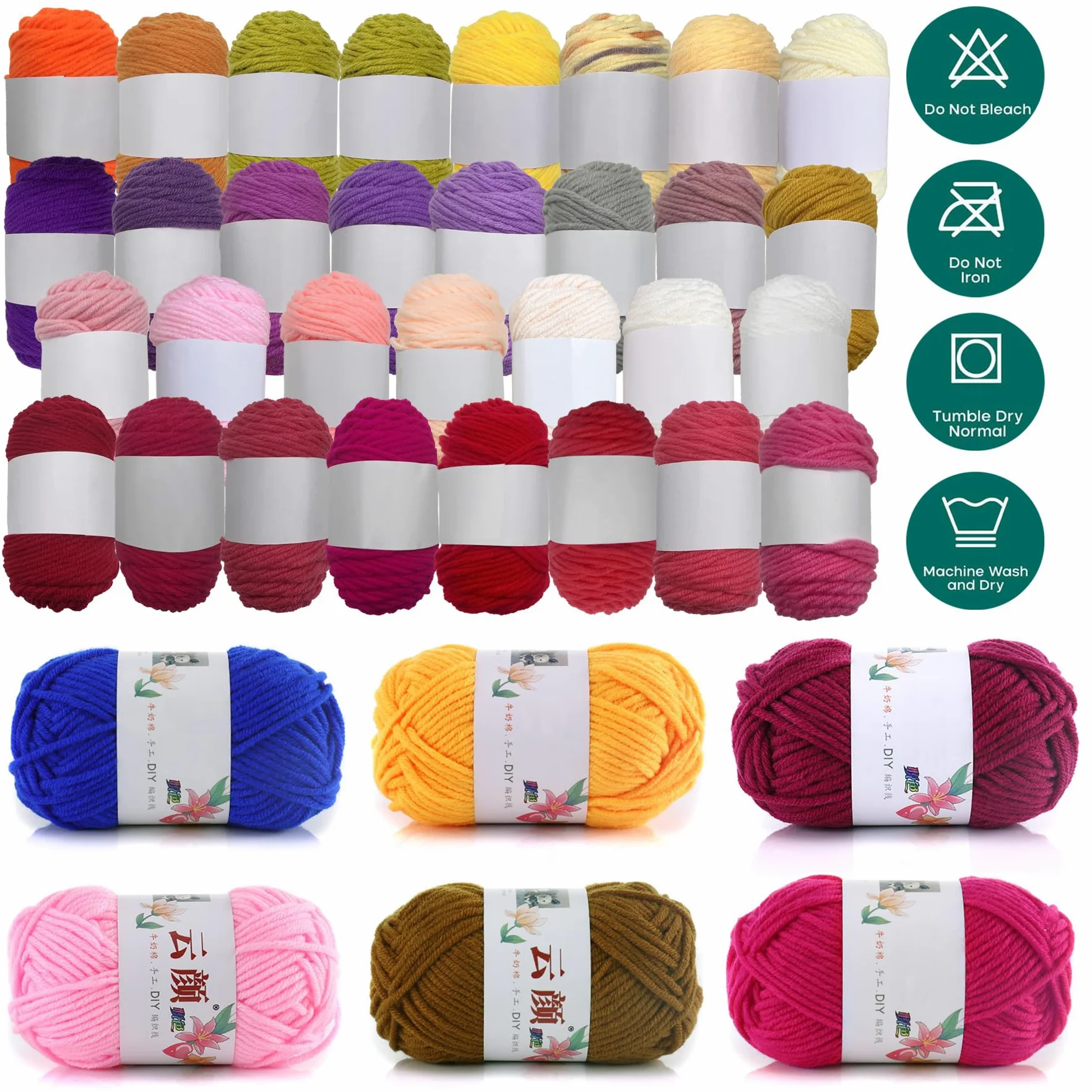 60 Colore Cotone per Uncinetto Filo Filato Crochet Yarn, 60 x 15g Filato Acrilica Lana di Cotone Colorata per Uncinetto Maglieria Crochet Artigianato Fai da Te